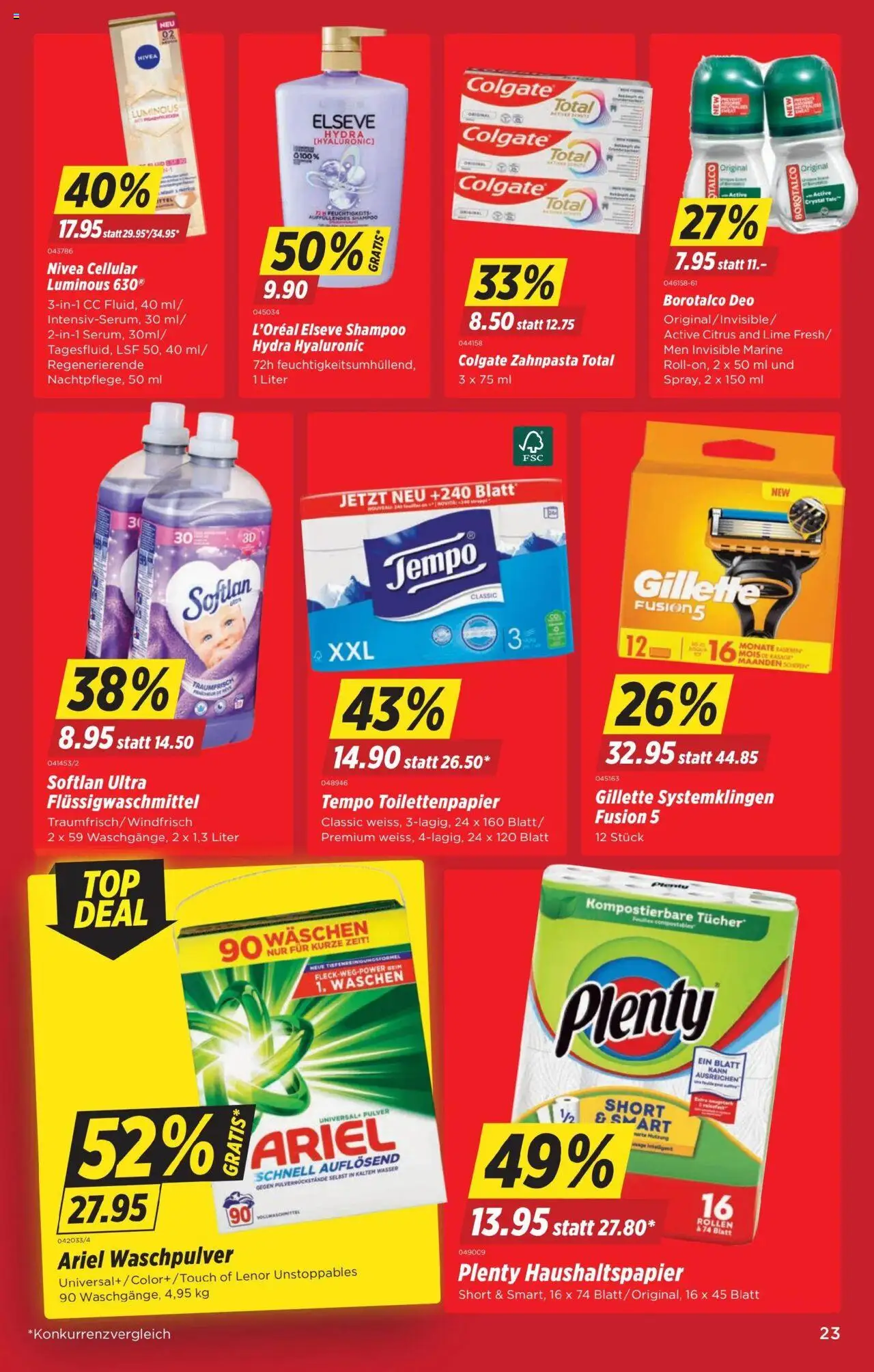 Denner Aktionen ab 05.08.2025 | Seite: 23 | Produkte: Pulver, Deodorant, Waschpulver, Toilettenpapier