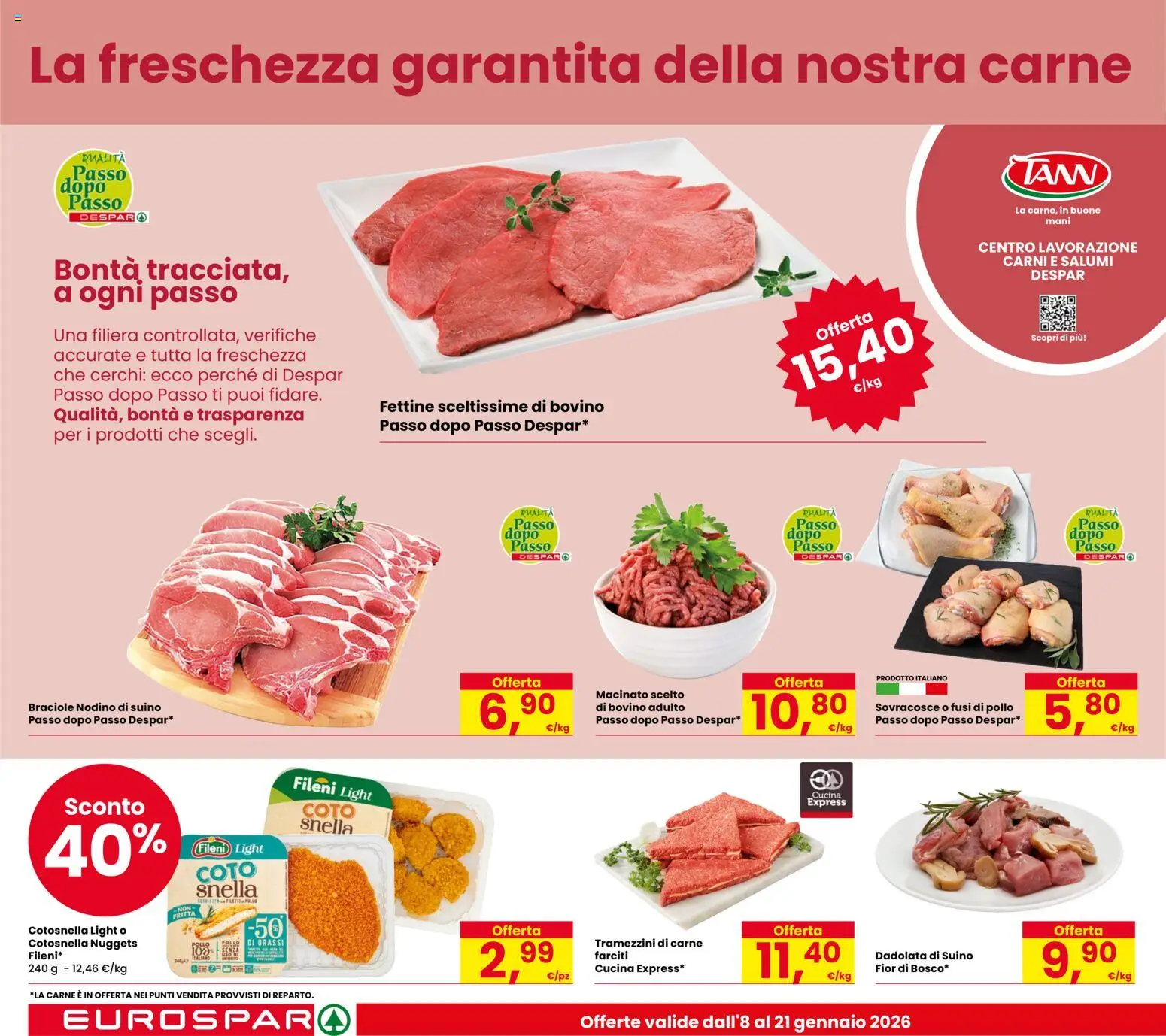 Volantino Despar del 08.01.2026 | Pagina: 8 | Prodotti: Bovino, Nuggets, Suino, Macinato