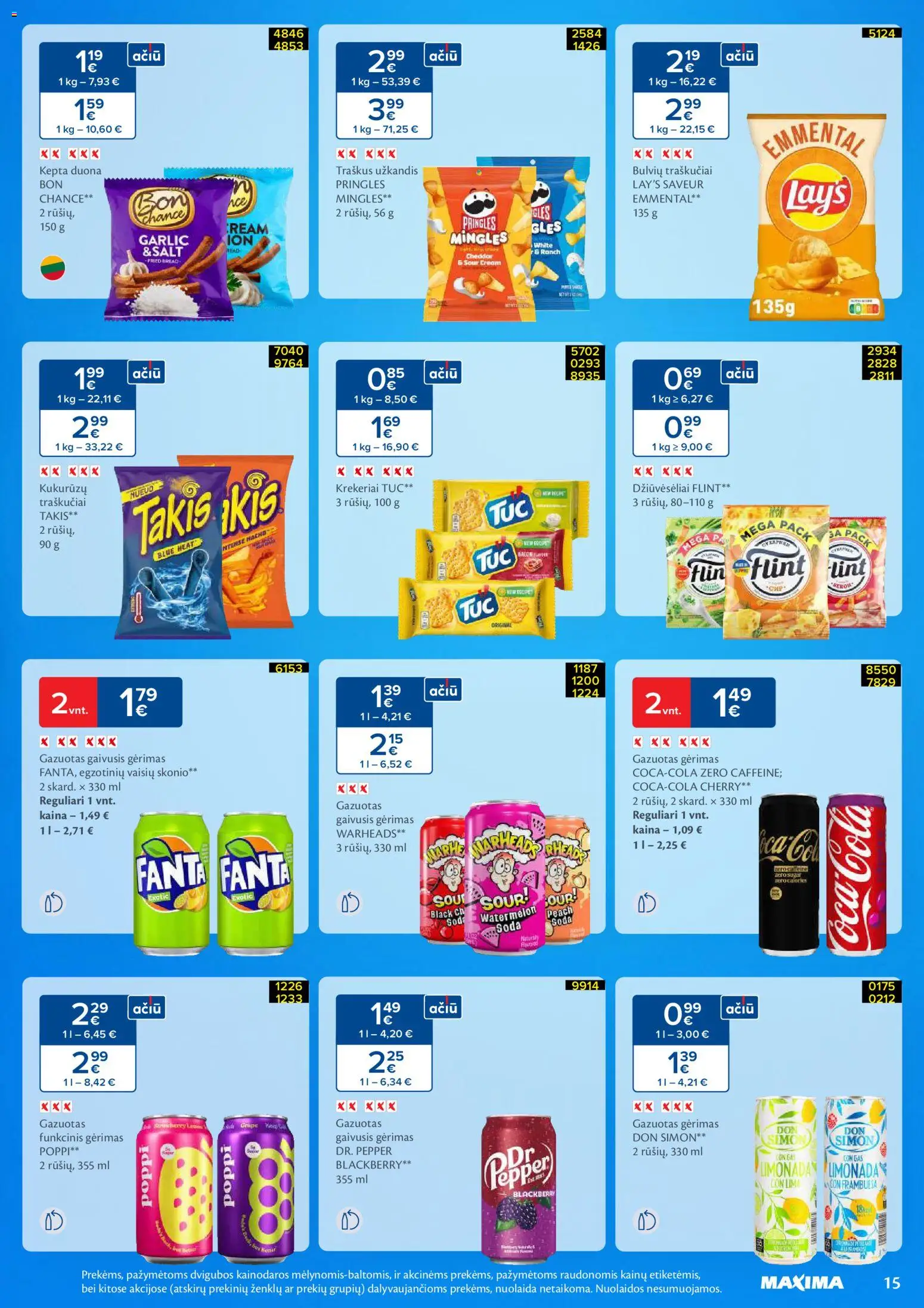 MAXIMA akcijos nuo 02.02.2026 | Puslapis: 15 | Prekių: Traškus užkandis, Gaivusis gėrimas, Duona, Traškučiai