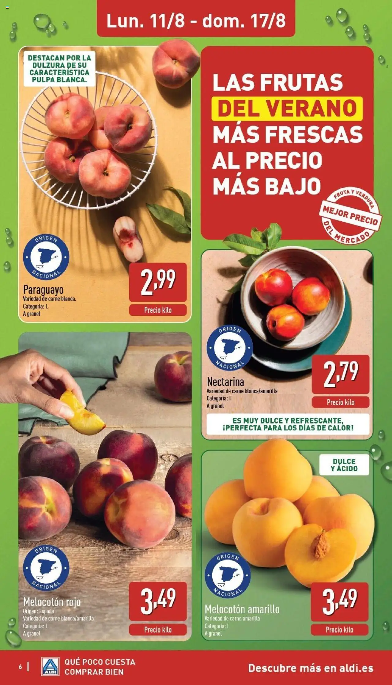 Aldi folleto Península │ válido desde el 11.08.2025 | Página: 6 | Productos: Melocotón rojo, Melocotón amarillo