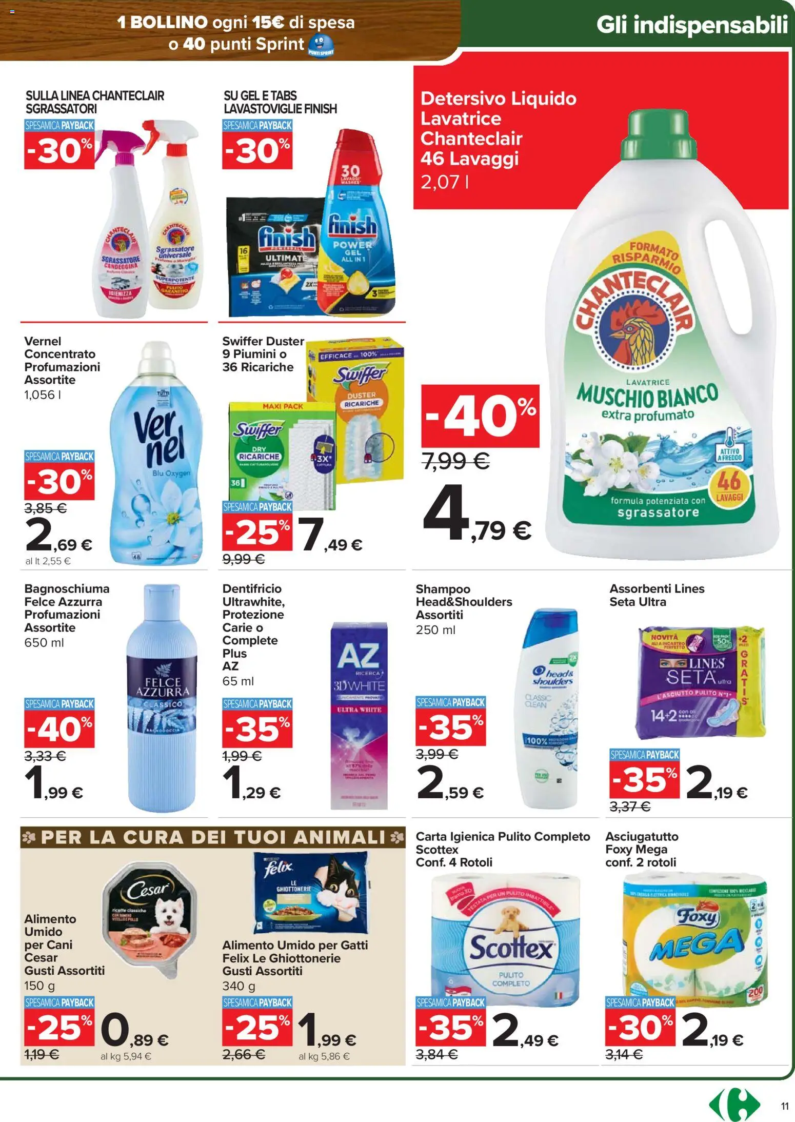 Volantino Carrefour del 15.01.2026 | Pagina: 11 | Prodotti: Carta igienica, Bagnoschiuma, Dentifricio, Sgrassatore