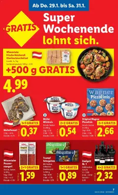 Lidl Flugblatt - Wien, Langenzersdorf, Zwettl ab 29.01.2026 gültig | Seite: 9 | Produkte: Milch, Salami, Reis