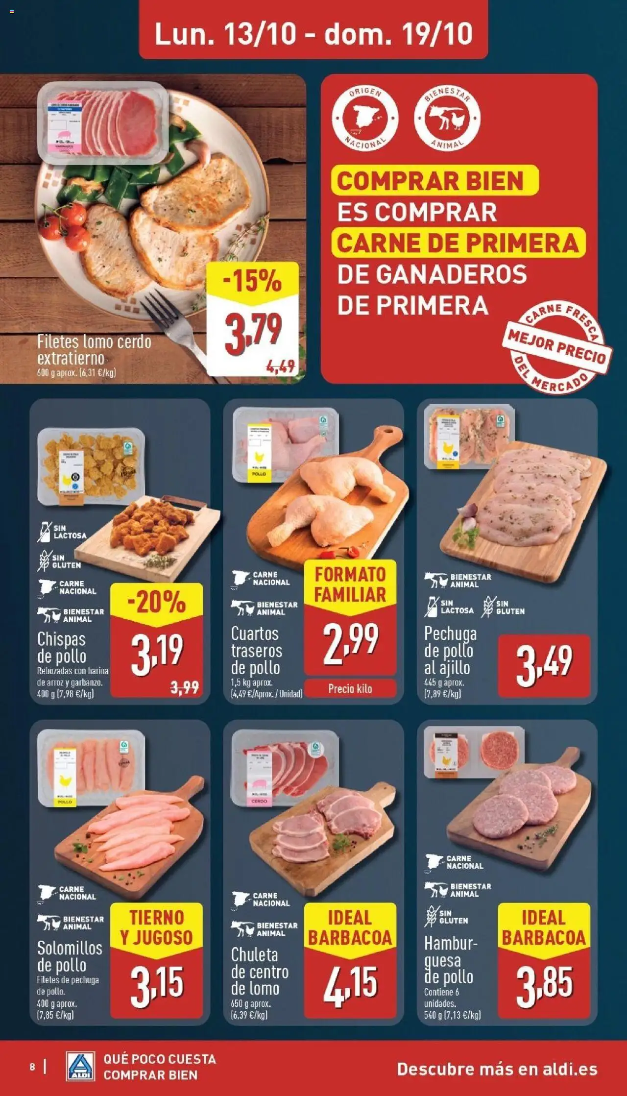 Aldi folleto Baleares │ válido desde el 13.10.2025 | Página: 8 | Productos: Cerdo, Arroz, Barbacoa, Σοκολατούχο γάλα