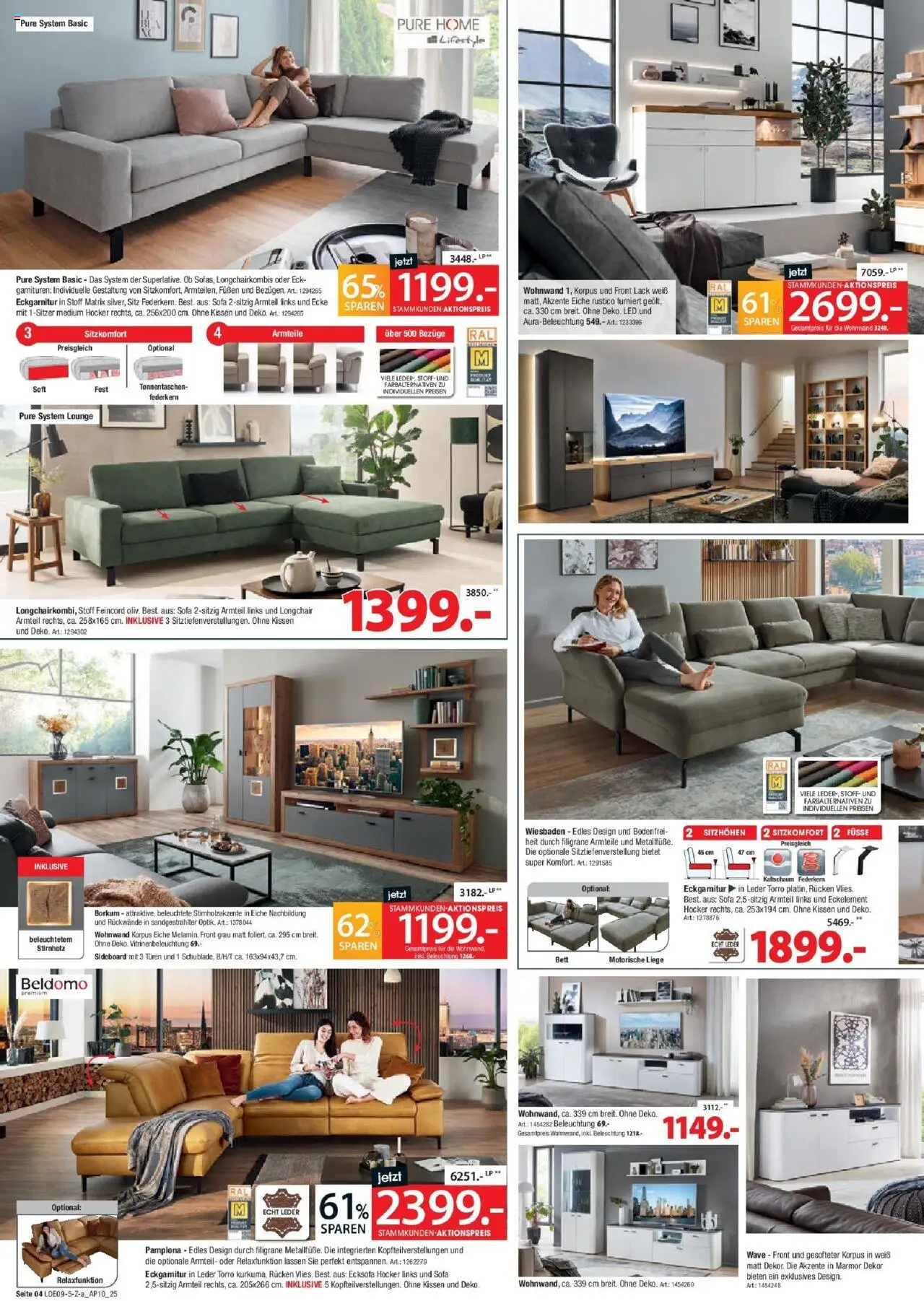 Zurbrüggen Best Deals – gültig ab 20.09.2025 | Seite: 4 | Produkte: Sideboard, Ecksofa, Bett, Sofa