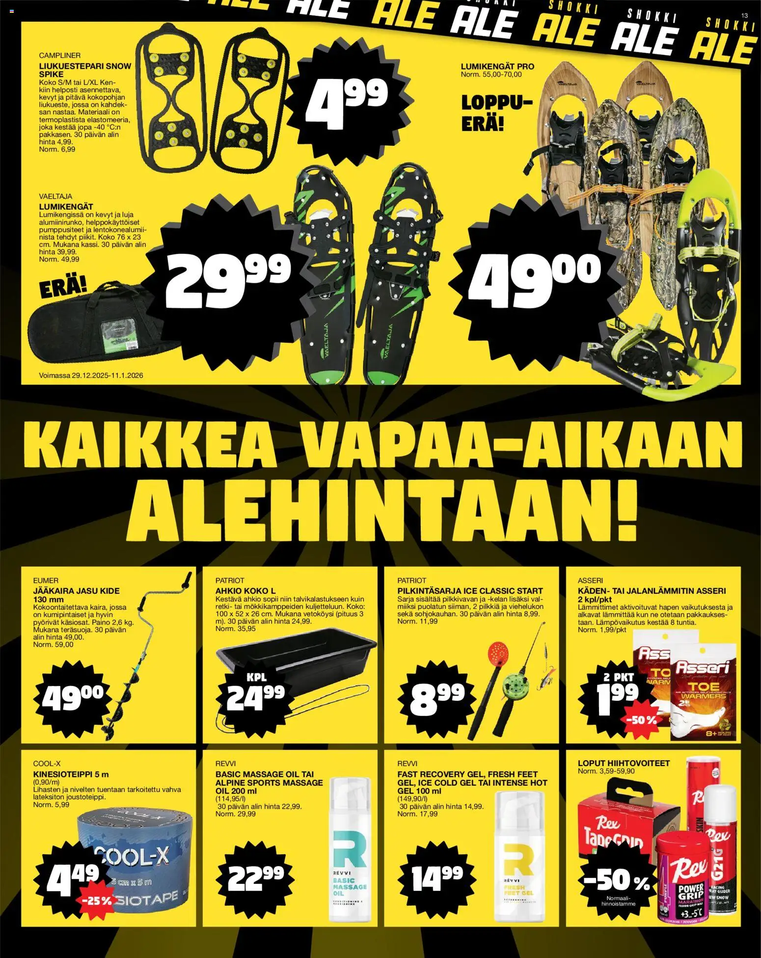 Tokmanni tarjoukset – voimassa 27.12.2025 alkaen | Sivu: 13 | Tuotteet: Lumikengät