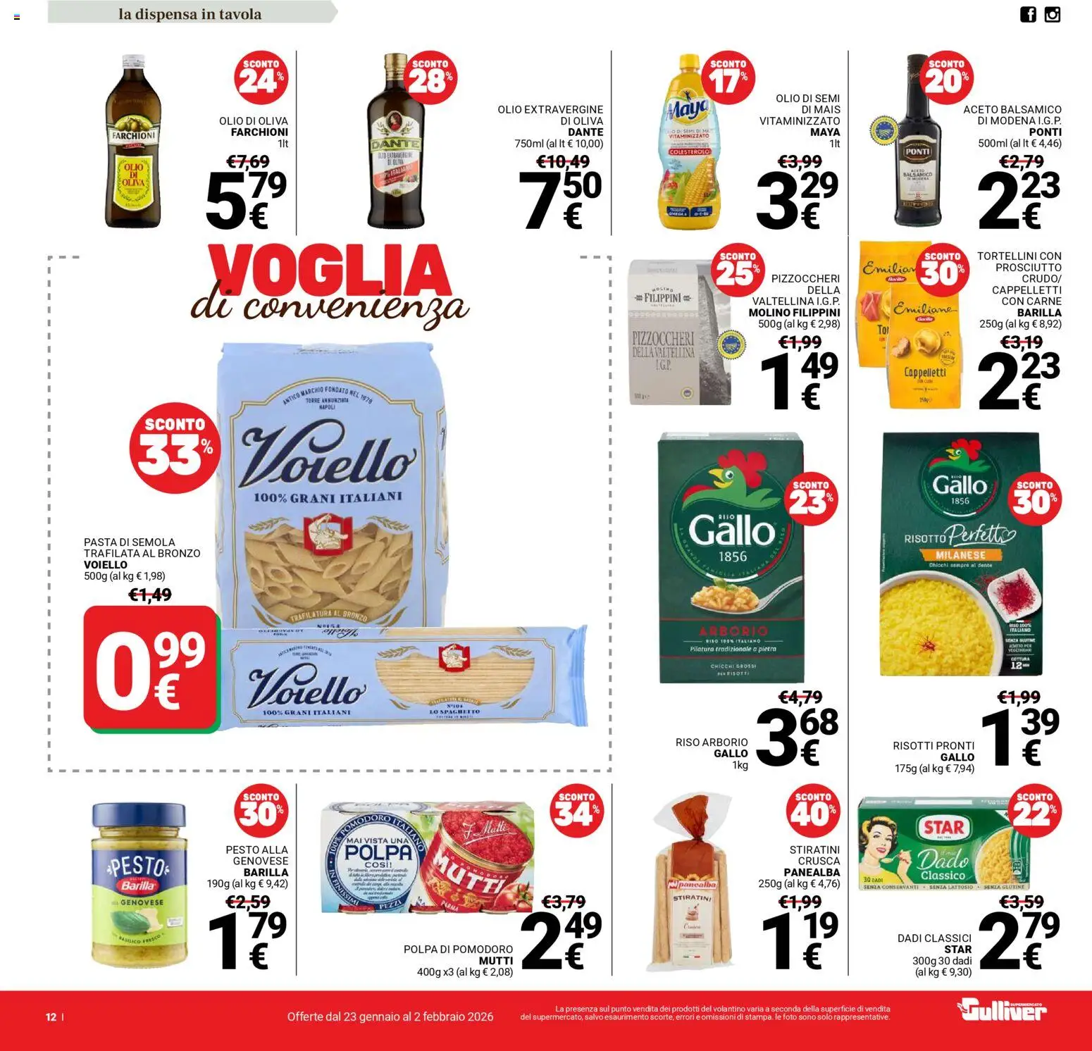 Volantino Gulliver del 23.01.2026 | Pagina: 12 | Prodotti: Olio, Aceto, Mutti, Olio di Oliva