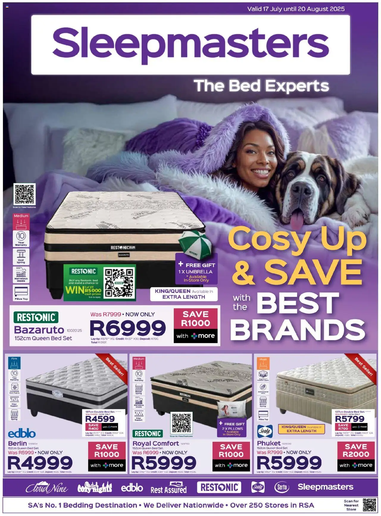 Sleepmasters Specials │ valid from 17.07.2025 | Page: 1 | Products: Umbrella, Double bed, Queen bed, Pillow