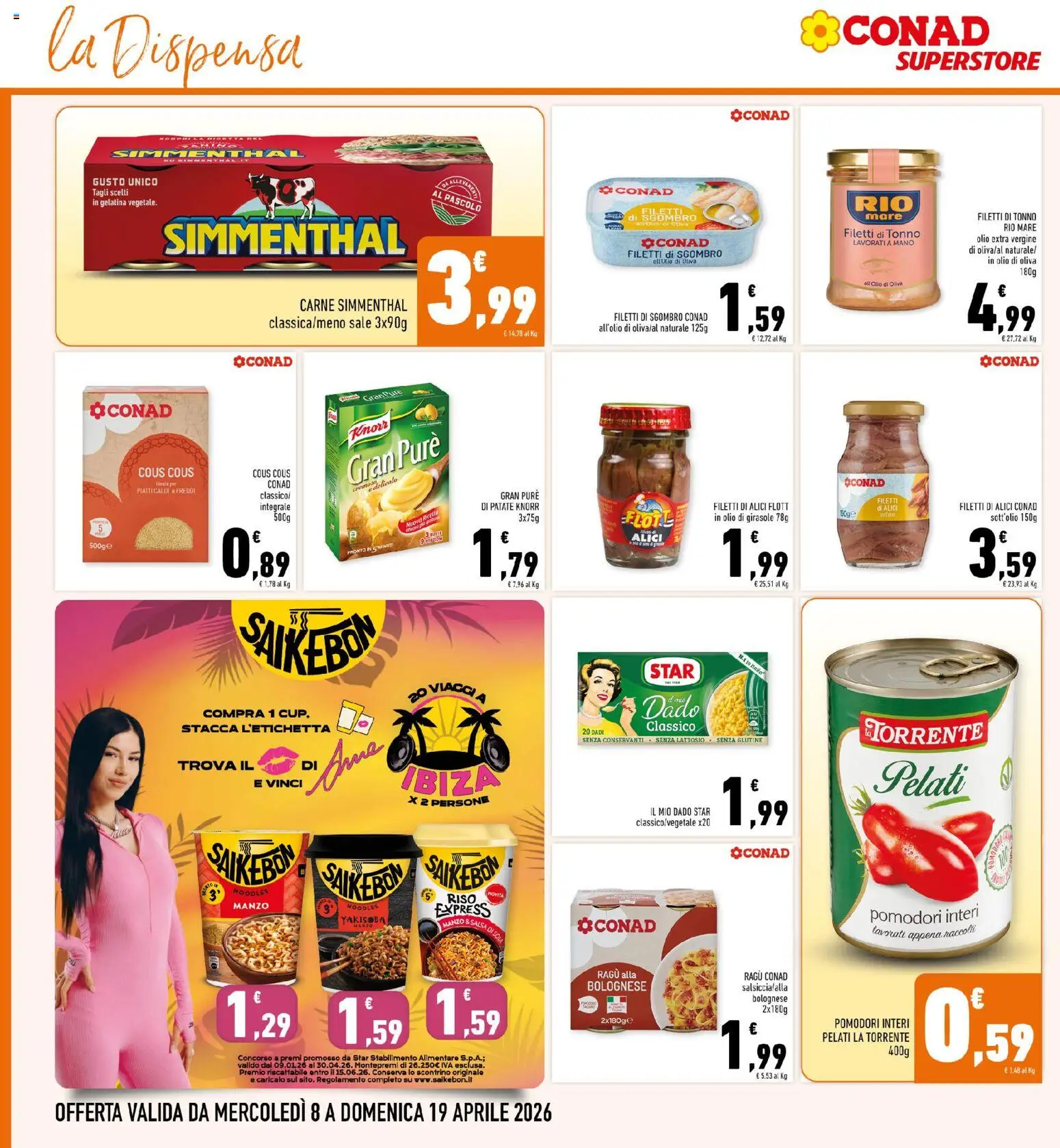 Volantino Conad del 08.04.2026 | Pagina: 16 | Prodotti: Riso, Sale, Pomodori, Cous cous