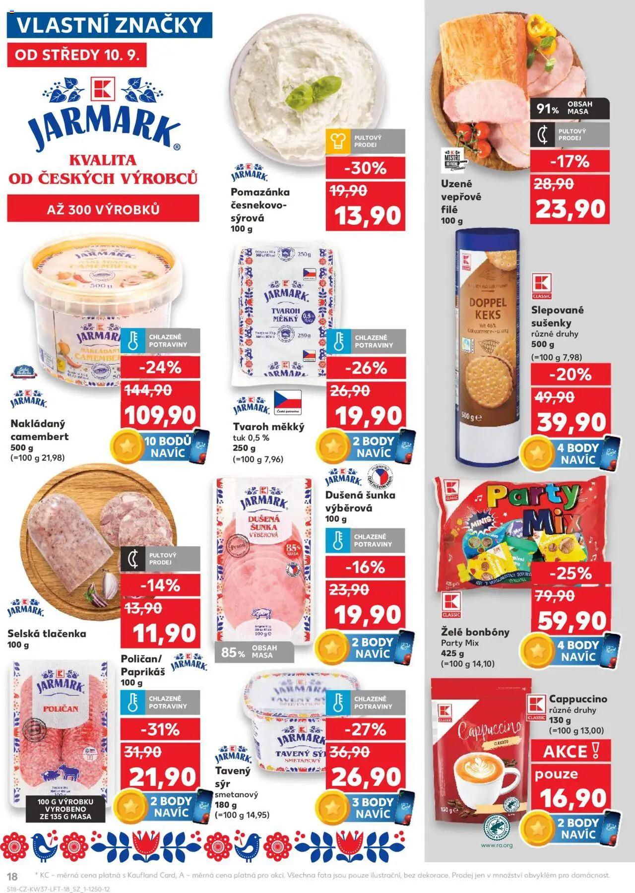 Kaufland leták od 10.09.2025 | Strana: 18 | Produkty: Tavený sýr, Jelly beans, Potraviny, Cappuccino