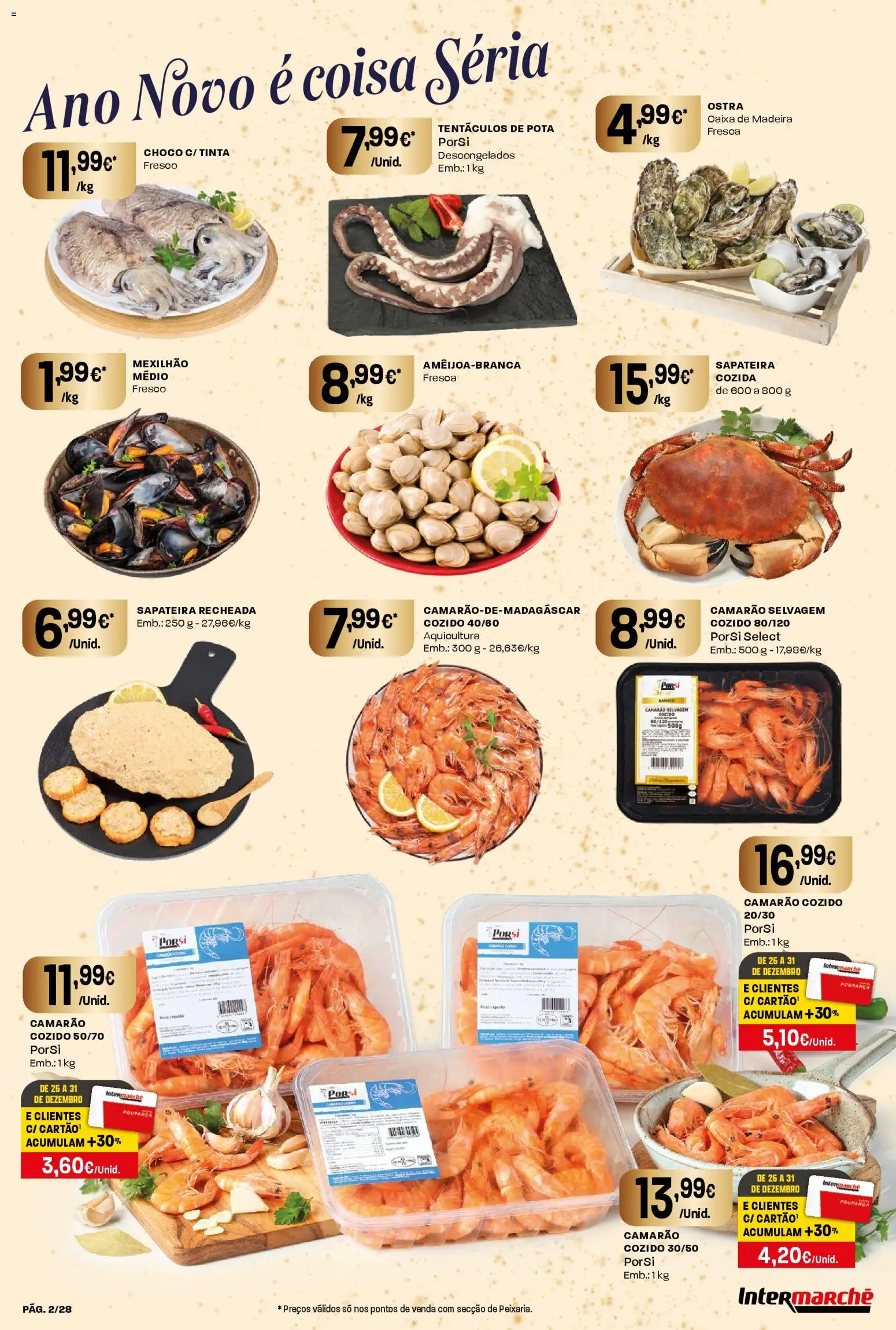 Intermarché Folheto Contact │ válido de 26.12.2025 | Página: 2 | Produtos: Tinta, Camarão, Caixa, Sapateira