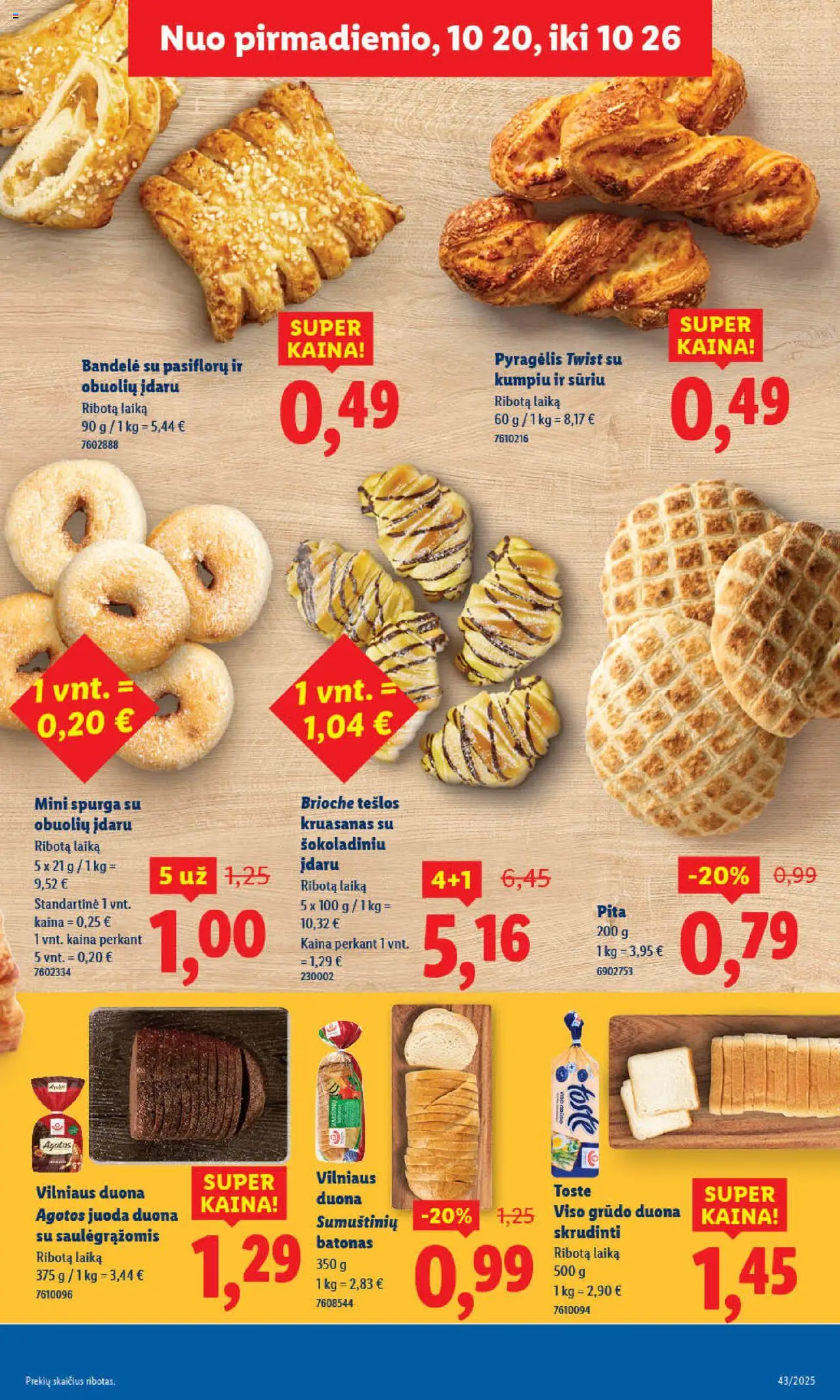 LIDL akcijos nuo 20.10.2025 | Puslapis: 9 | Prekių: Batonas, Spurga, Bandelė, Duona