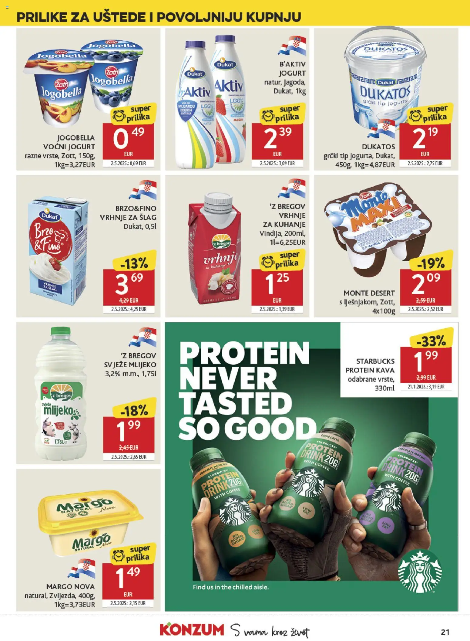 Konzum HR akciós ujság - amely érvényes a következő dátumtól: 25.02.2026 | Oldal: 21 | Termékek: Protein, Só