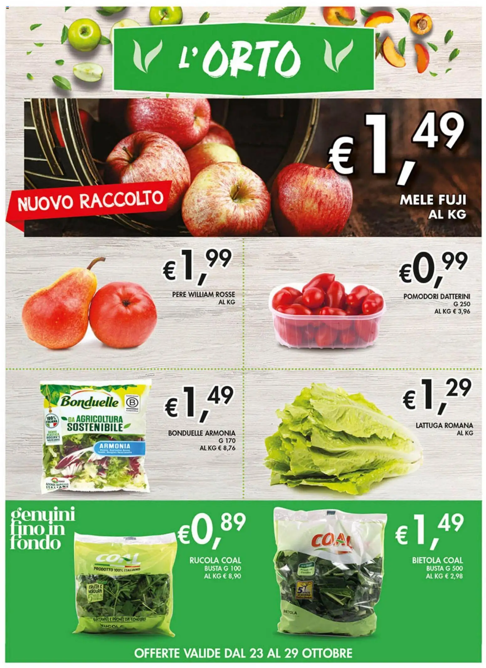 Volantino Coal del 23.10.2025 | Pagina: 2 | Prodotti: Mele, Rucola, Pomodori, Lattuga