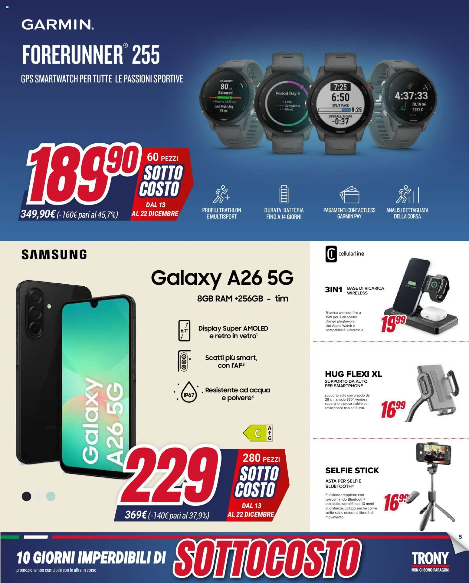 Volantino Trony del 13.12.2025 | Pagina: 5 | Prodotti: Smartphone, Smartwatch, Presa, Samsung