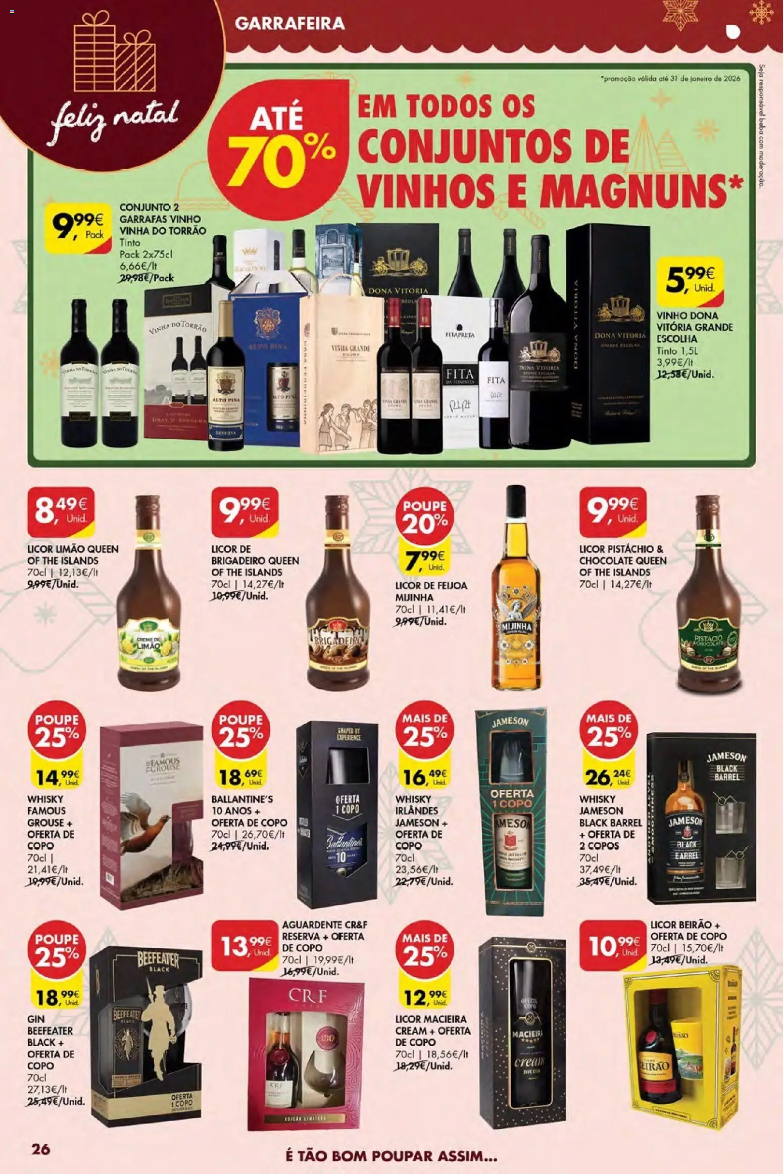 Pingo Doce Black Friday │ válido de 27.11.2025 | Página: 26 | Produtos: Whisky, Chocolate, Gin, Creme
