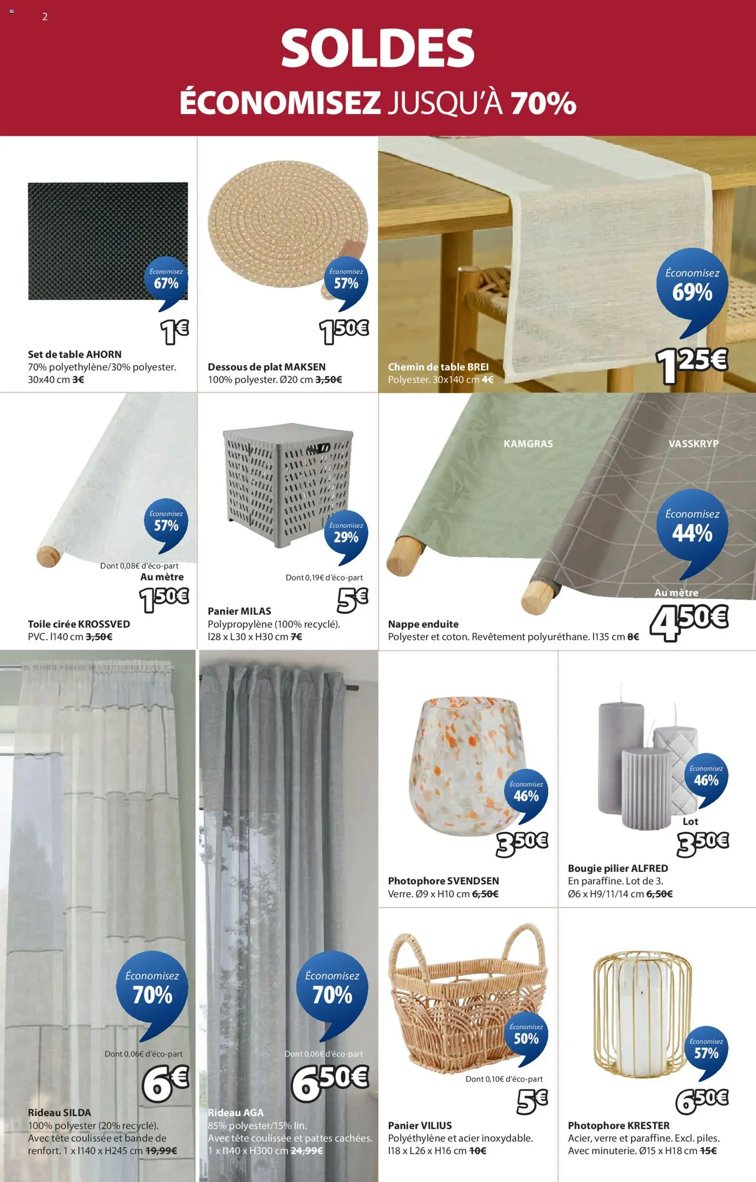 {H1} | Page: 2 | Produits: Mètre, Panier, Nappe, Rideau