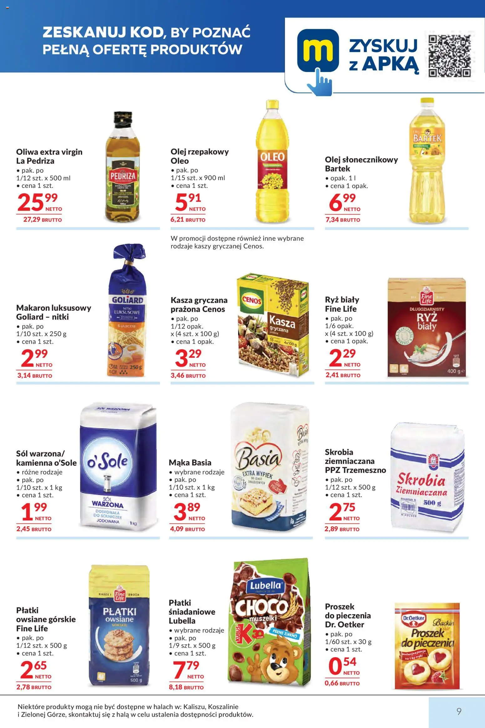 Makro Gazetka od 17.02.2026 | Strona: 9 | Produkty: Mąka basia, Olej, Płatki, Makaron