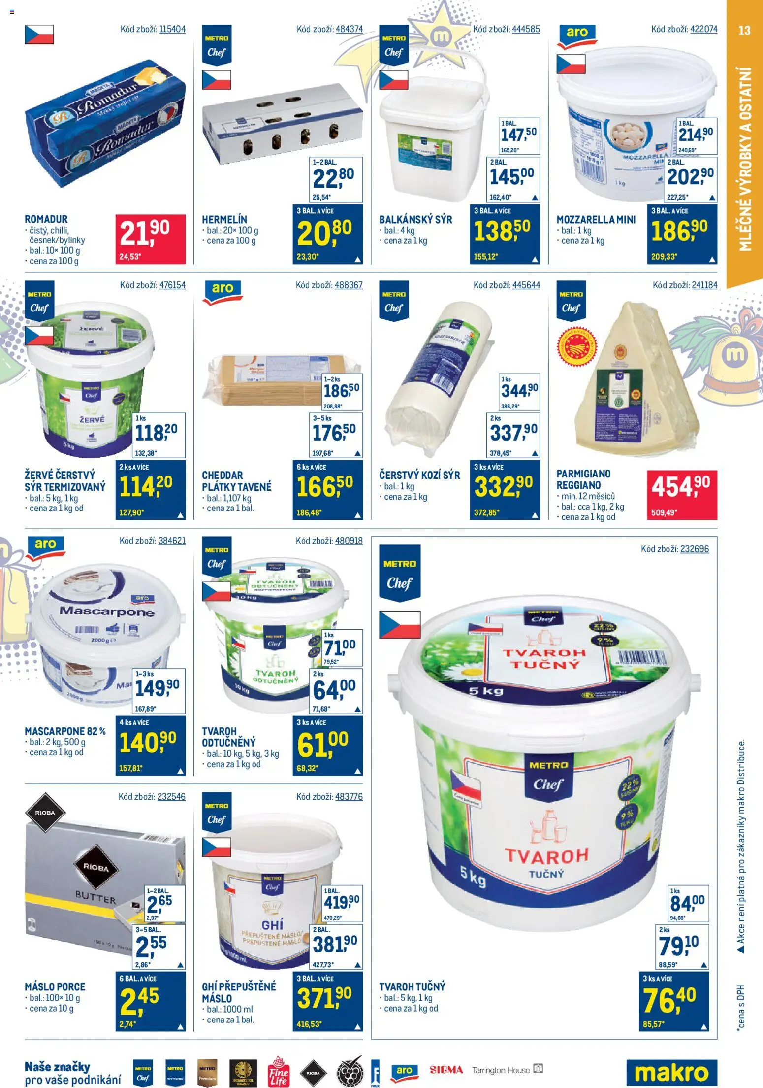 Makro leták - Gastronomie od 03.12.2025 | Strana: 13 | Produkty: Máslo, Tvaroh, Žervé, Romadur