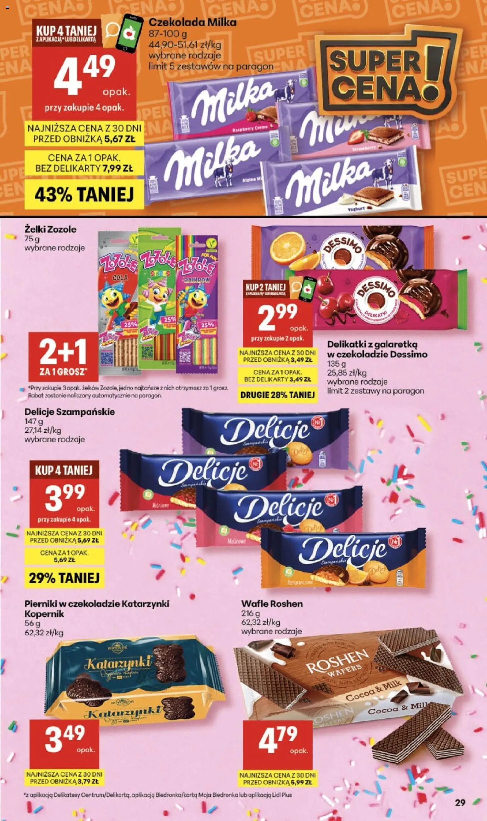 Delikatesy Centrum gazetka od 05.03.2026 | Strona: 29 | Produkty: Wafle, Czekolada milka, Milka, Delikatesy