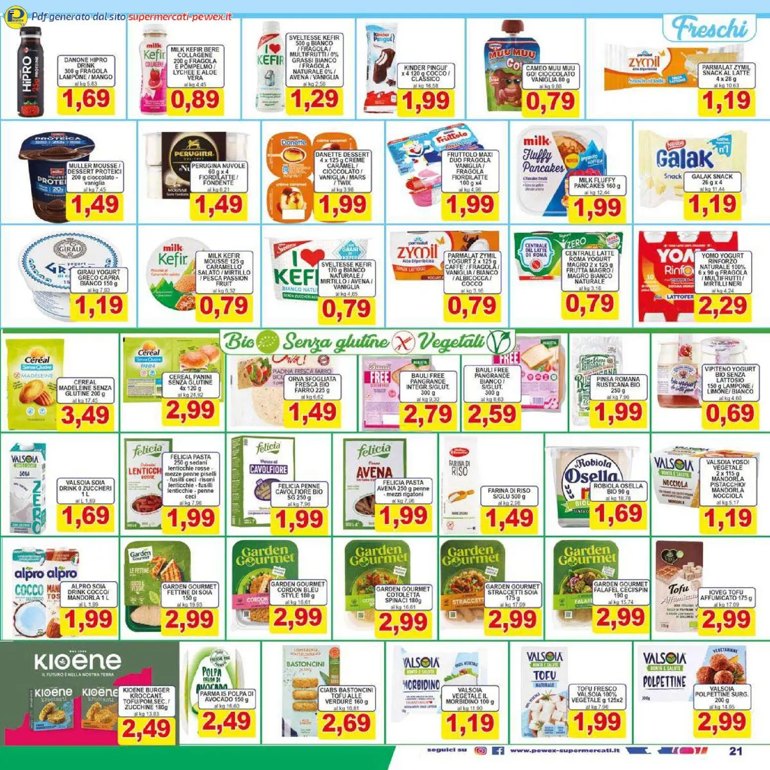 Volantino Pewex del 26.01.2026 | Pagina: 21 | Prodotti: Latte, Spinaci, Tofu, Penne