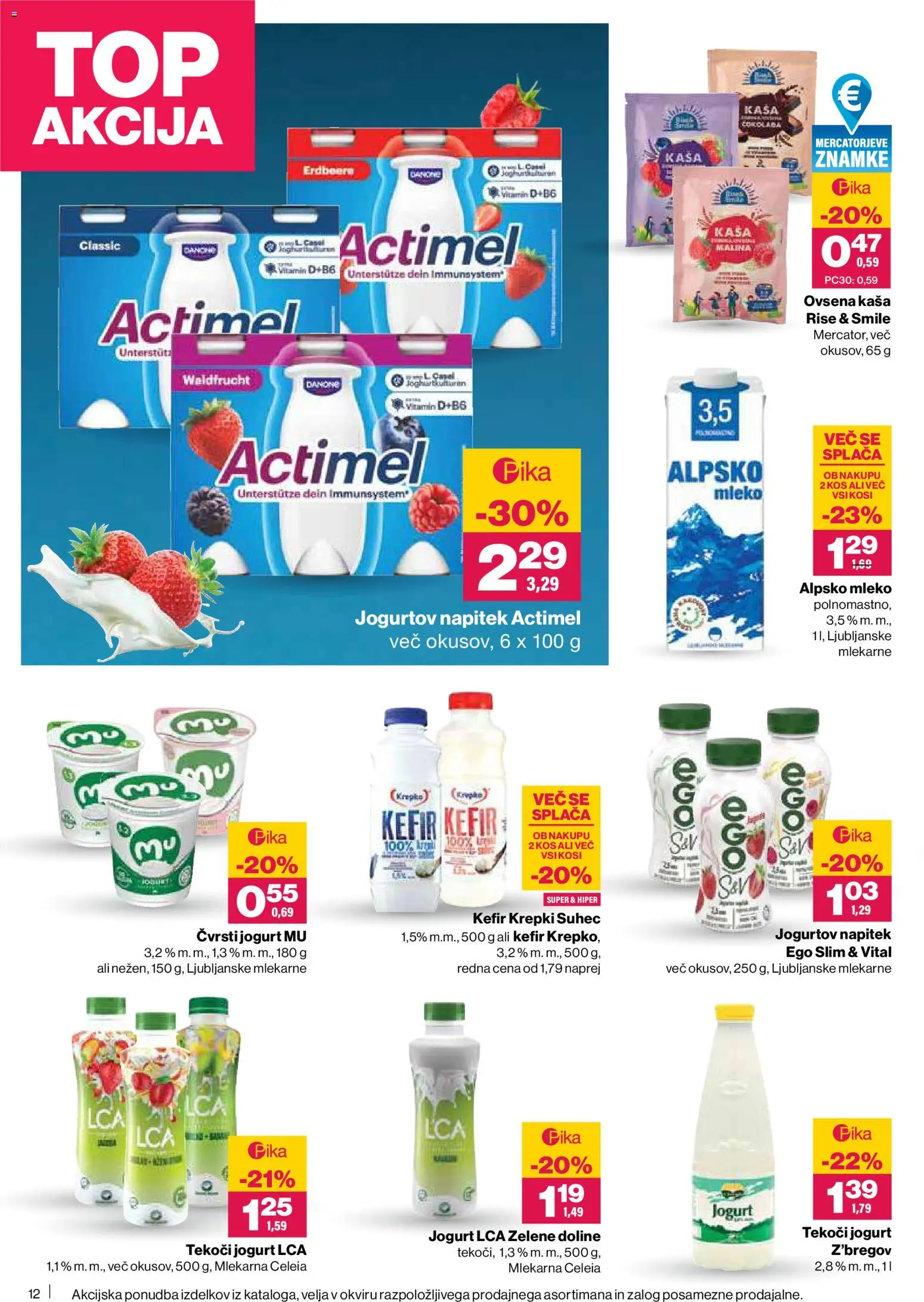 Novi Mercator katalog ponudbe – veljaven od 15.01.2026 | Stran: 12 | Izdelki: Tijera de poda, Kefir, Kos, Mleko