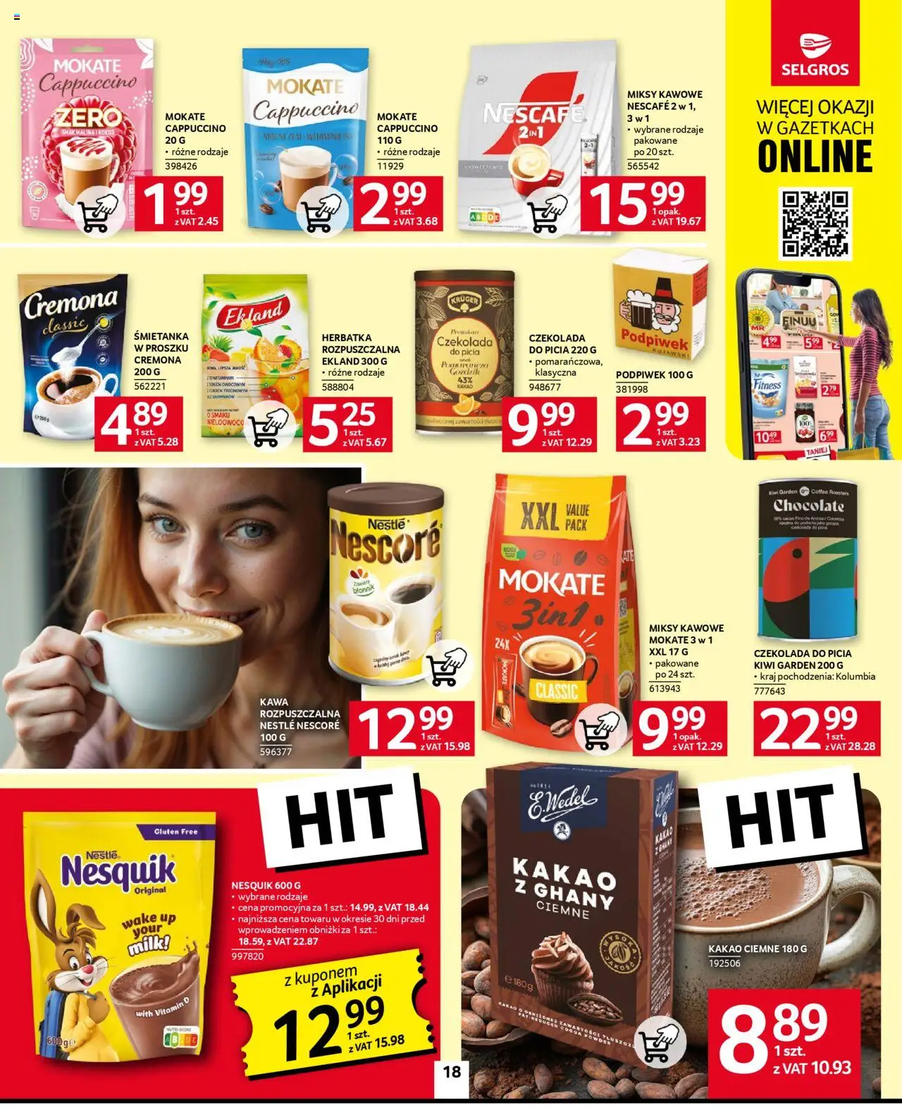 Selgros cash&carry Gazetka od 09.10.2025 | Strona: 18 | Produkty: Goździki, Nescafe, Czekolada, Kiwi