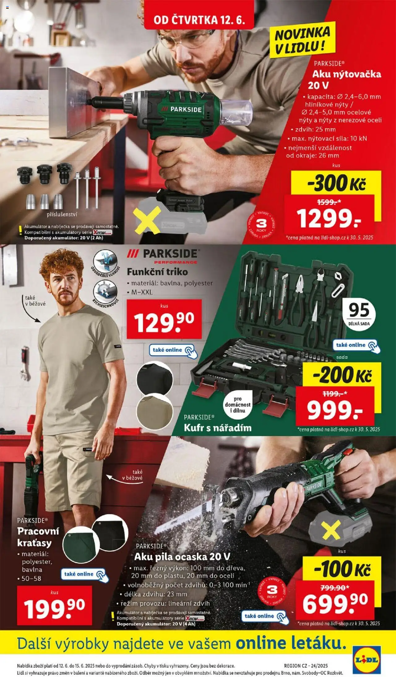 Lidl leták od 12.06.2025 | Strana: 37 | Produkty: Kraťasy, Parkside, Aku pila ocaska, Pila