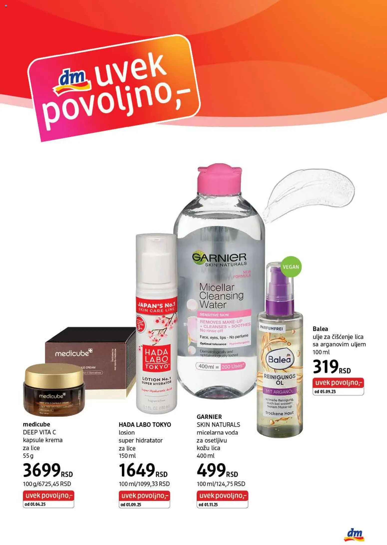 DM Drogerie katalog - važi od 01.02.2026 | Strana: 3 | Proizvode: Voda, Krema, Micelarna voda, Ulje