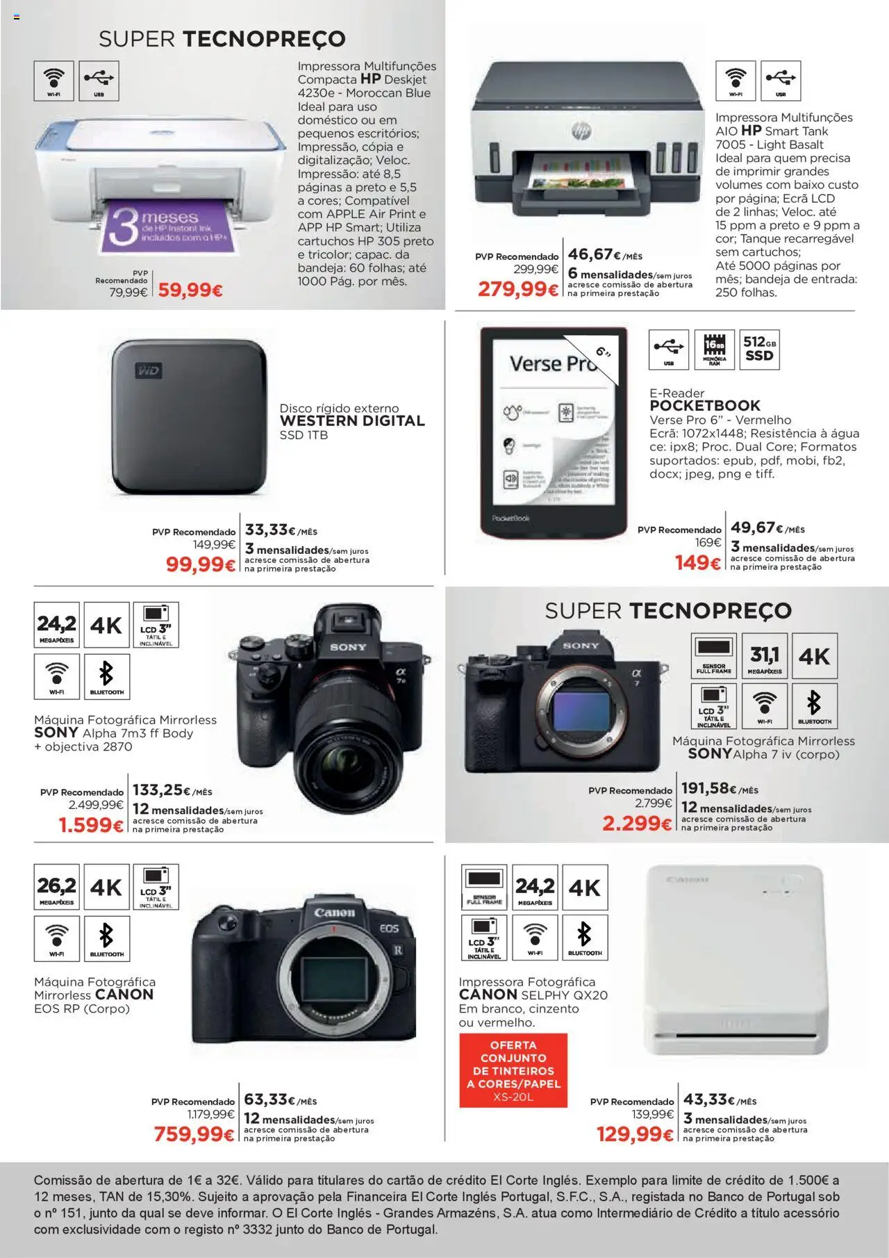 El Corte Ingles folheto │ válido de 18.07.2025 | Página: 9 | Produtos: Agua, Impressora, Bandeja, Máquina fotográfica