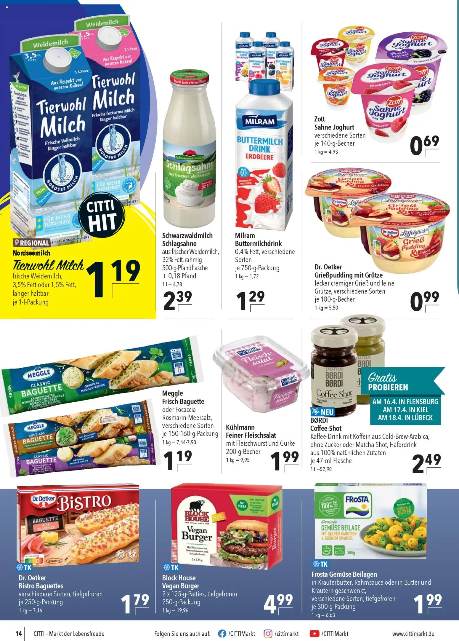 CITTI Markt Prospekt 	 – gültig ab 15.04.2026 | Seite: 14 | Produkte: Milch, Pudding, Zucker, Salat