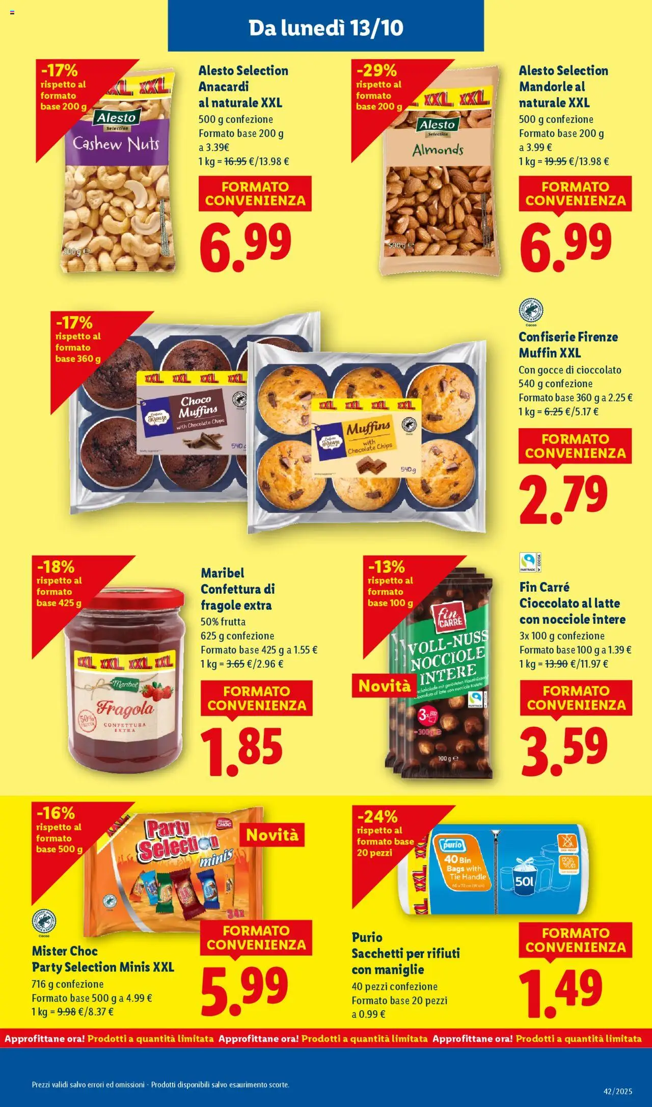Volantino Lidl del 13.10.2025 | Pagina: 13 | Prodotti: Cioccolato, Mandorle, Nocciole, Muffin