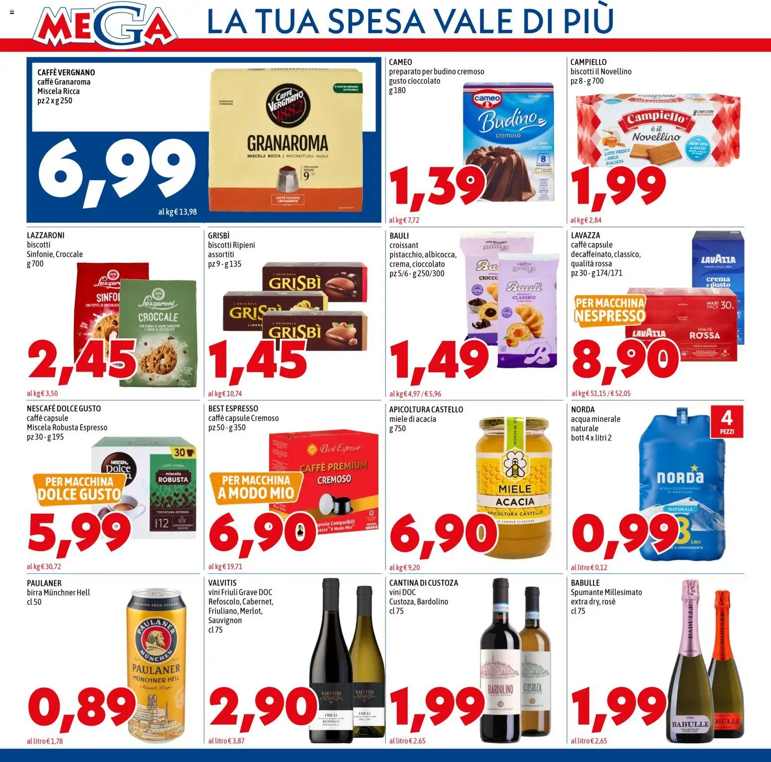 Volantino Mega del 13.11.2025 | Pagina: 10 | Prodotti: Biscotti, Spumante, Lavazza, Acqua minerale