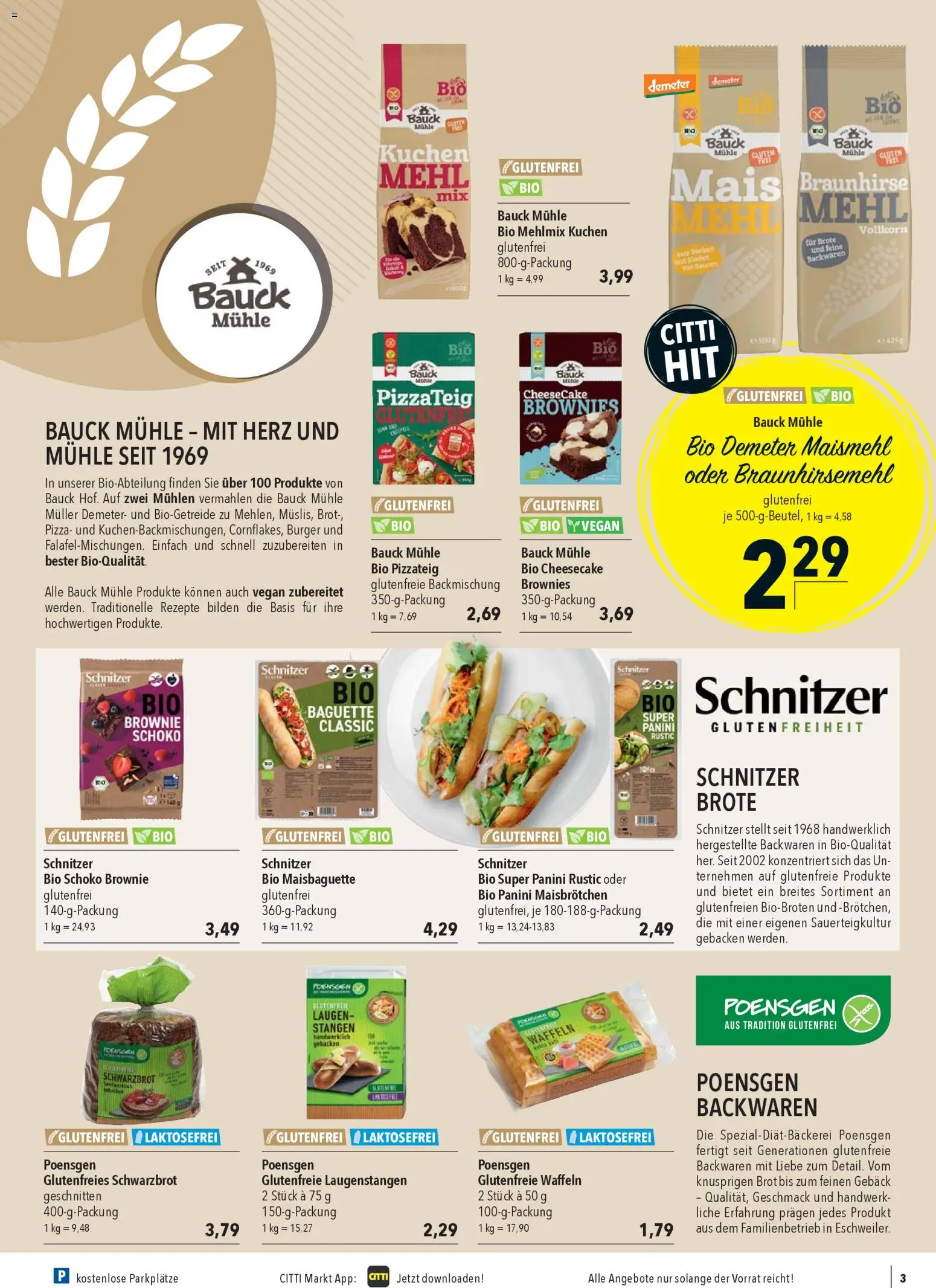 CITTI Markt - Spezialernährung – gültig ab 07.01.2026 | Seite: 3 | Produkte: Mühle, Waffeln, Brot, Pizza
