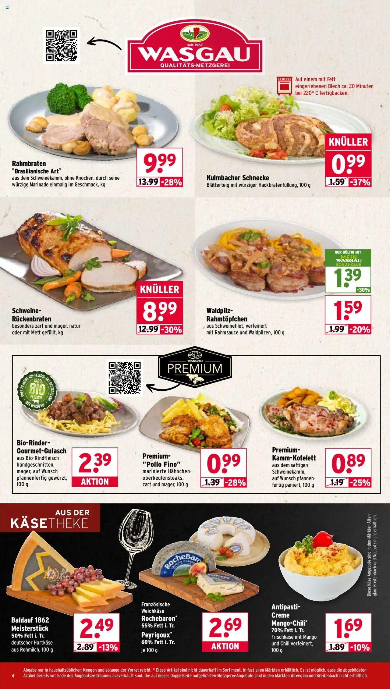 Wasgau Prospekt 	 – gültig ab 06.10.2025 | Seite: 4 | Produkte: Hahnchen, Chili, Fleisch, Frischkase