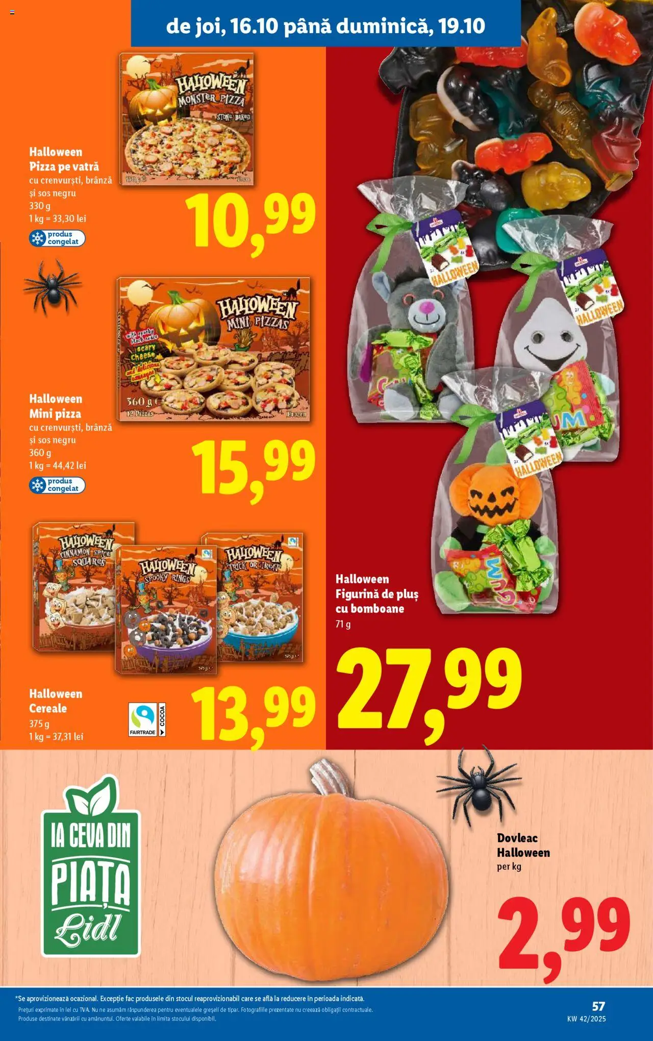 Noul catalog Lidl – valabil de la 13.10.2025 | Pagină: 57 | Produse: Dovleac, Brânză, Pizza, Sos