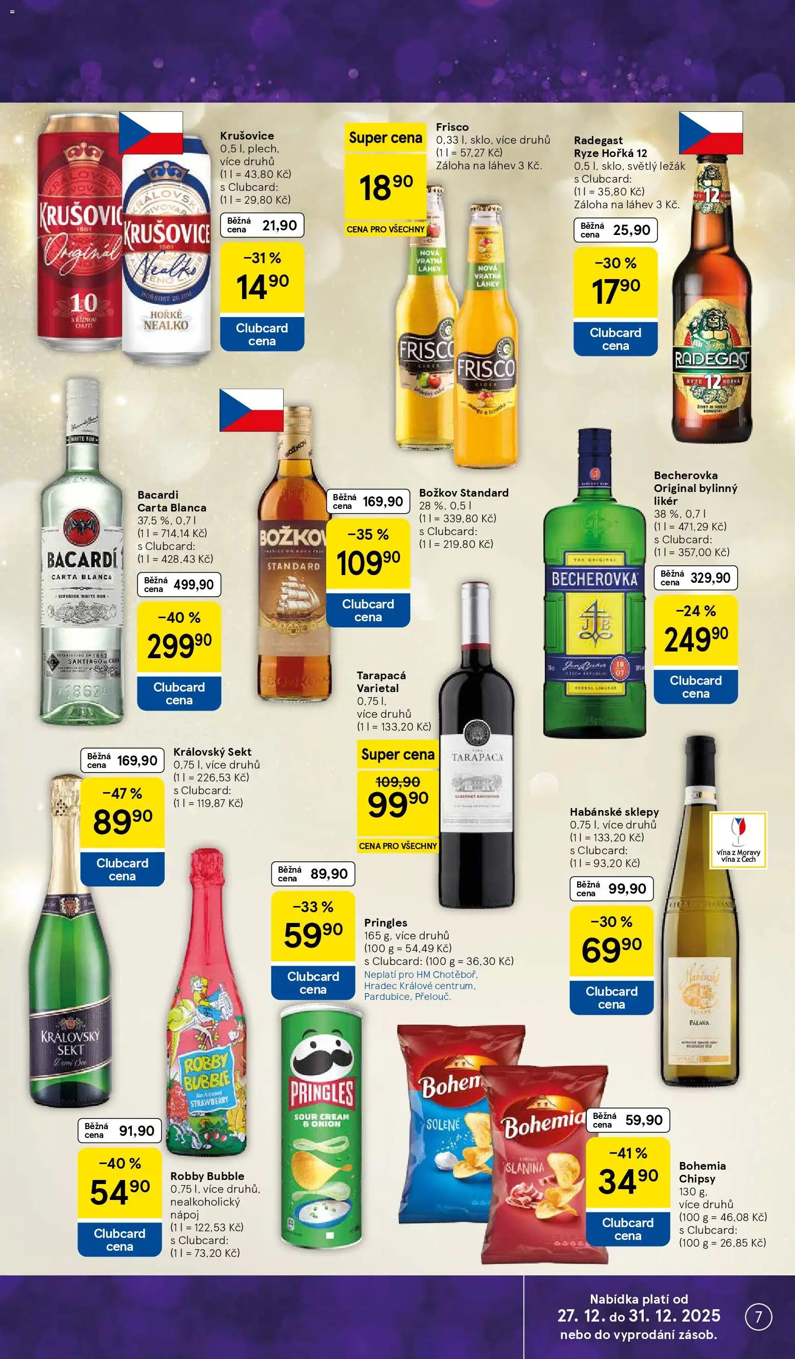Tesco leták - Hypermarket od 27.12.2025 | Strana: 7 | Produkty: Pringles, Cider, Sekt, Radegast