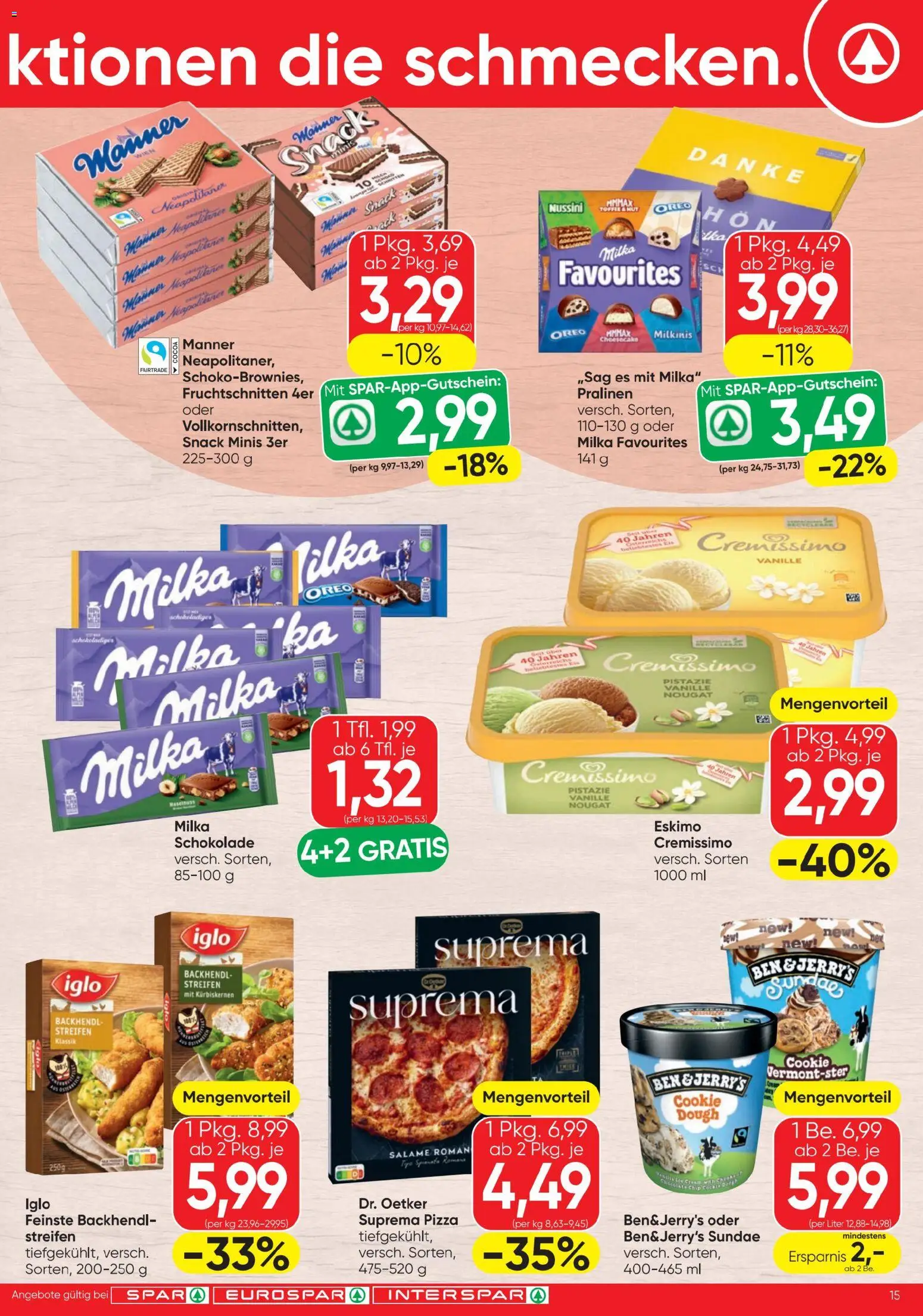 Spar - Flugblatt gültig ab 12.03.2026 | Seite: 15 | Produkte: Rizsliszt, Schokolade, Pizza