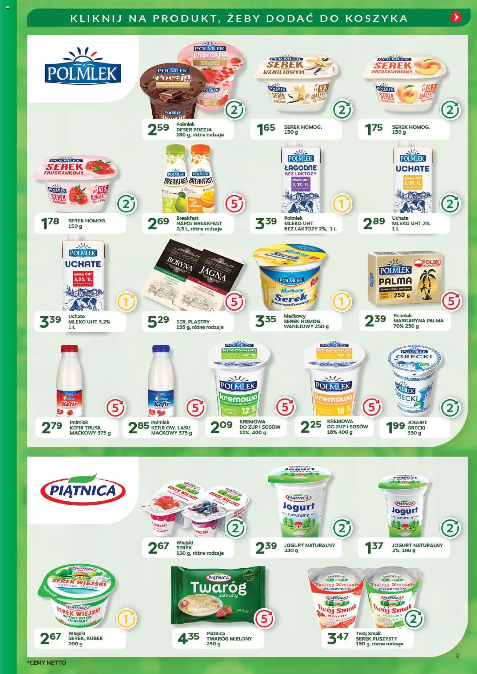 Eurocash Gazetka - Promocje na okrągło od 03.11.2025 | Strona: 9 | Produkty: Serek, Twaróg mielony, Sery, Jogurt