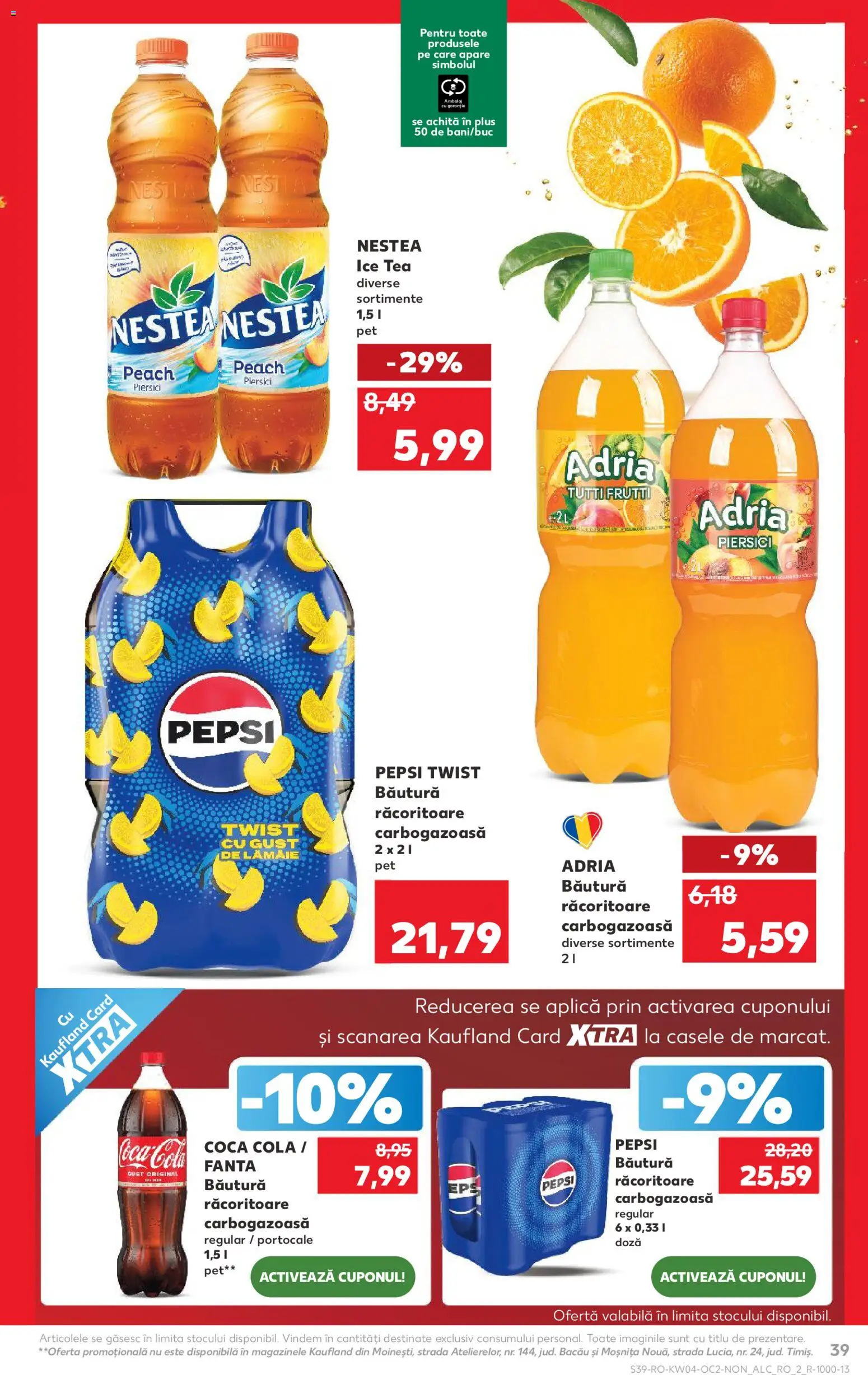 Noul catalog Kaufland – valabil de la 21.01.2026 | Pagină: 39 | Produse: Amerikan servis, Portocale, Ice tea, Lămâie