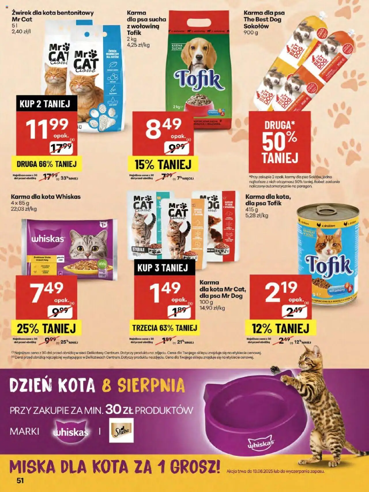 Delikatesy Centrum Gazetka - Sklepy Własne od 07.08.2025 | Strona: 51 | Produkty: Żwirek dla kota, Delikatesy, Karma dla psa, Wołowina