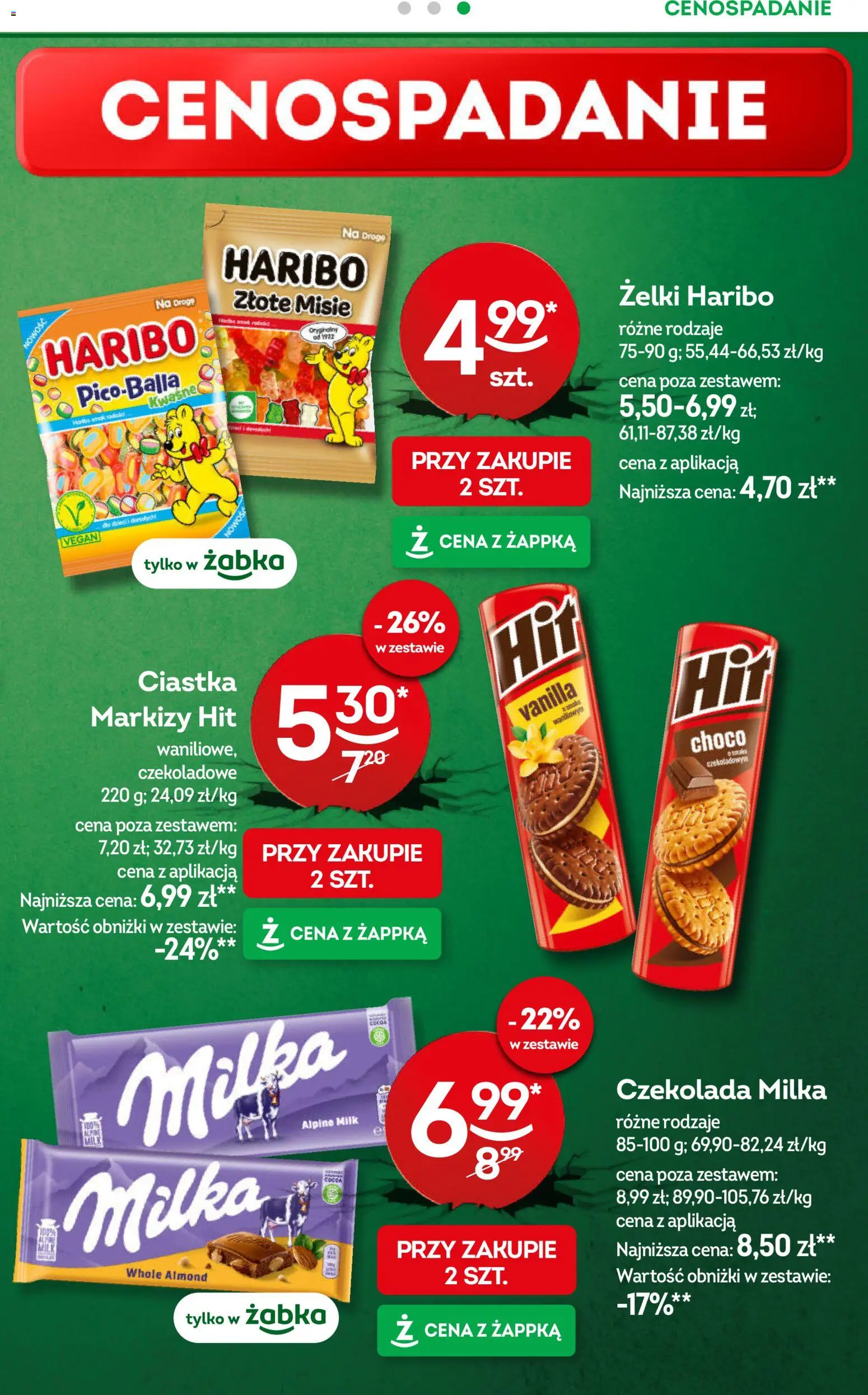 Żabka Gazetka od 28.01.2026 | Strona: 17 | Produkty: Żelki haribo, Milka, Czekolada, Ciastka