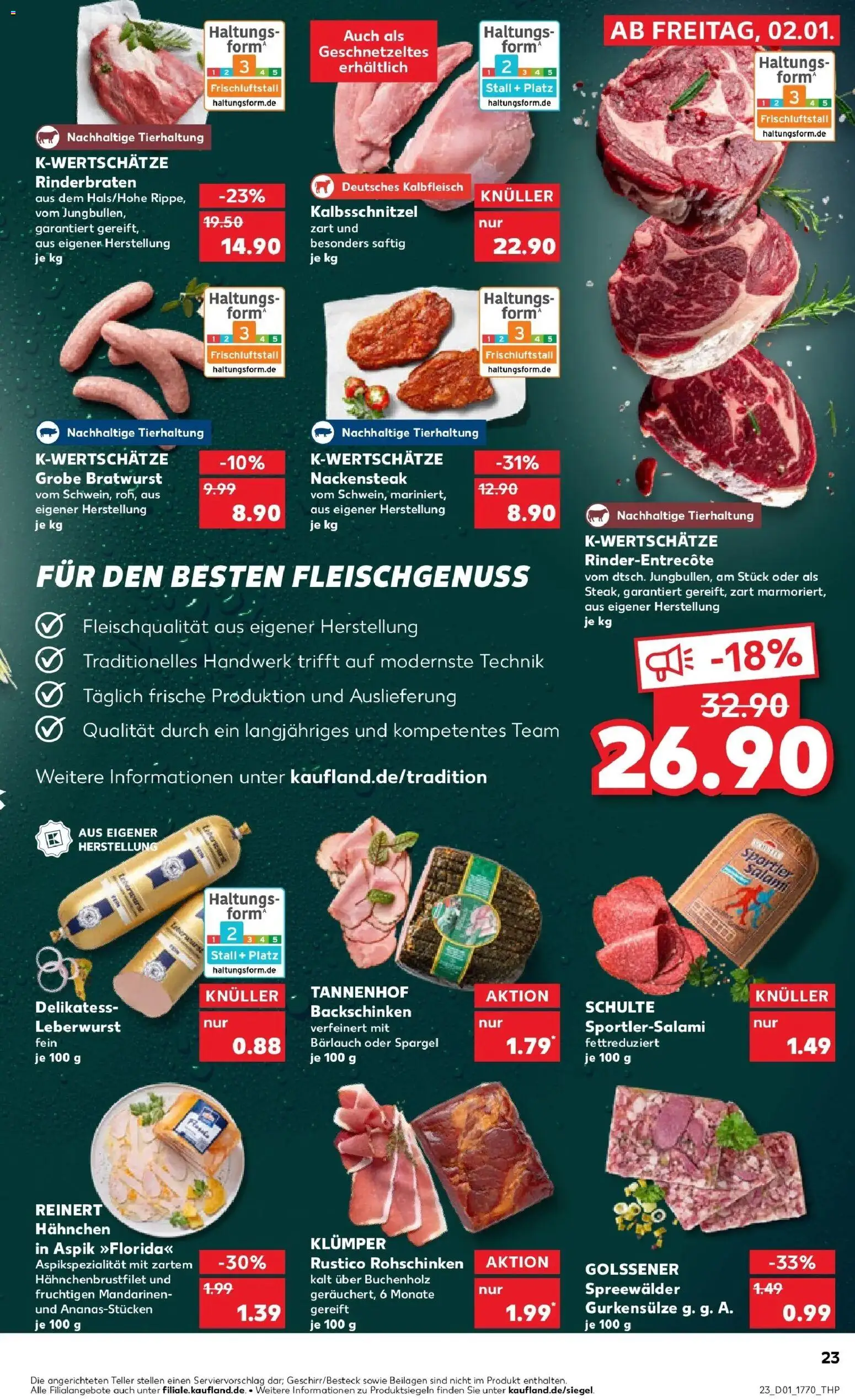 Kaufland prospekt Velbert	 – gültig ab 02.01.2026 | Seite: 23 | Produkte: Rinderbraten, Bratwurst, Entrecote, Spargel