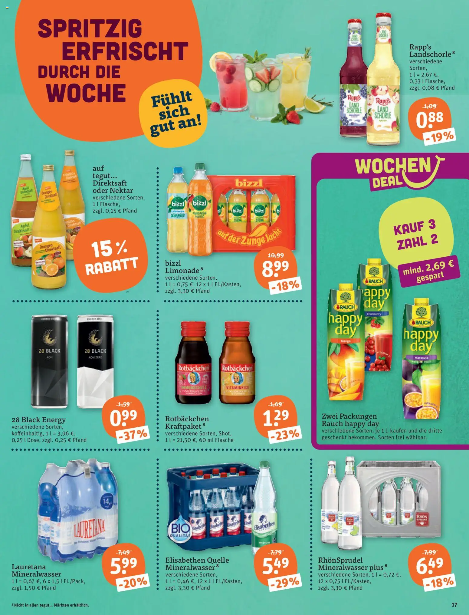 Tegut Prospekt – gültig ab 09.03.2026 | Seite: 19 | Produkte: Energy, Limonade, Zitrone, Rhonsprudel