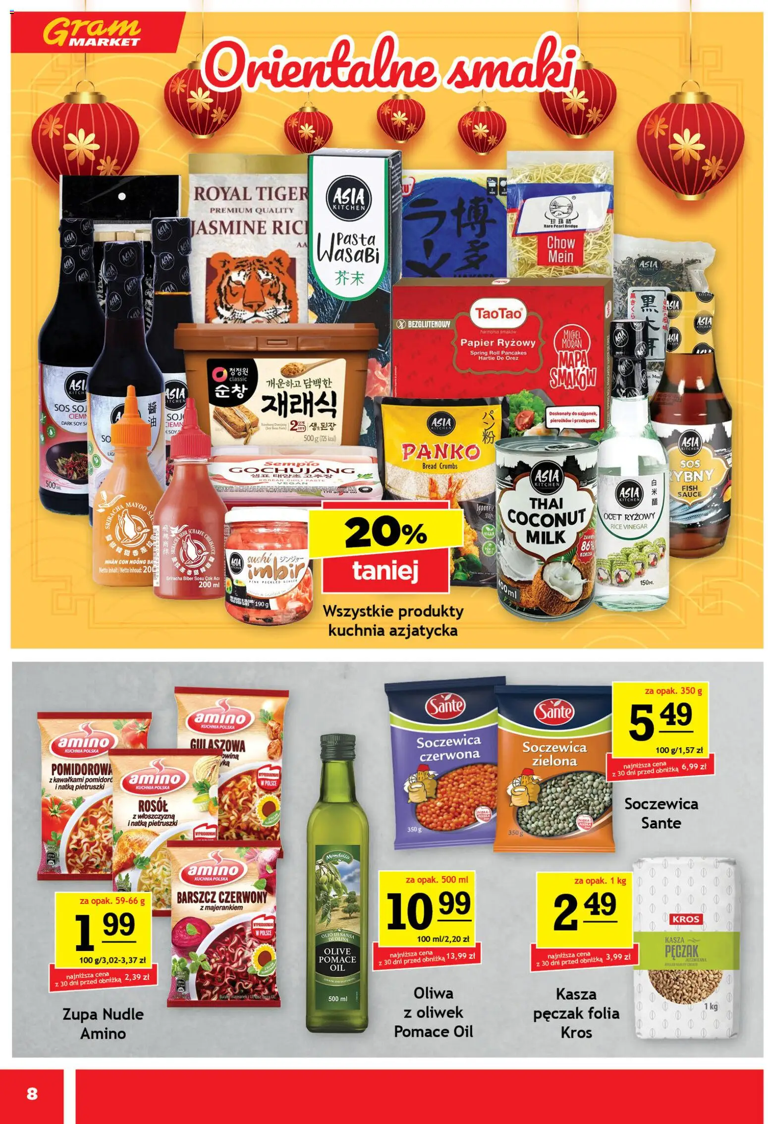 Gram Market gazetka od 08.04.2026 | Strona: 8 | Produkty: Barszcz, Czerwona soczewica, Imbir, Sos