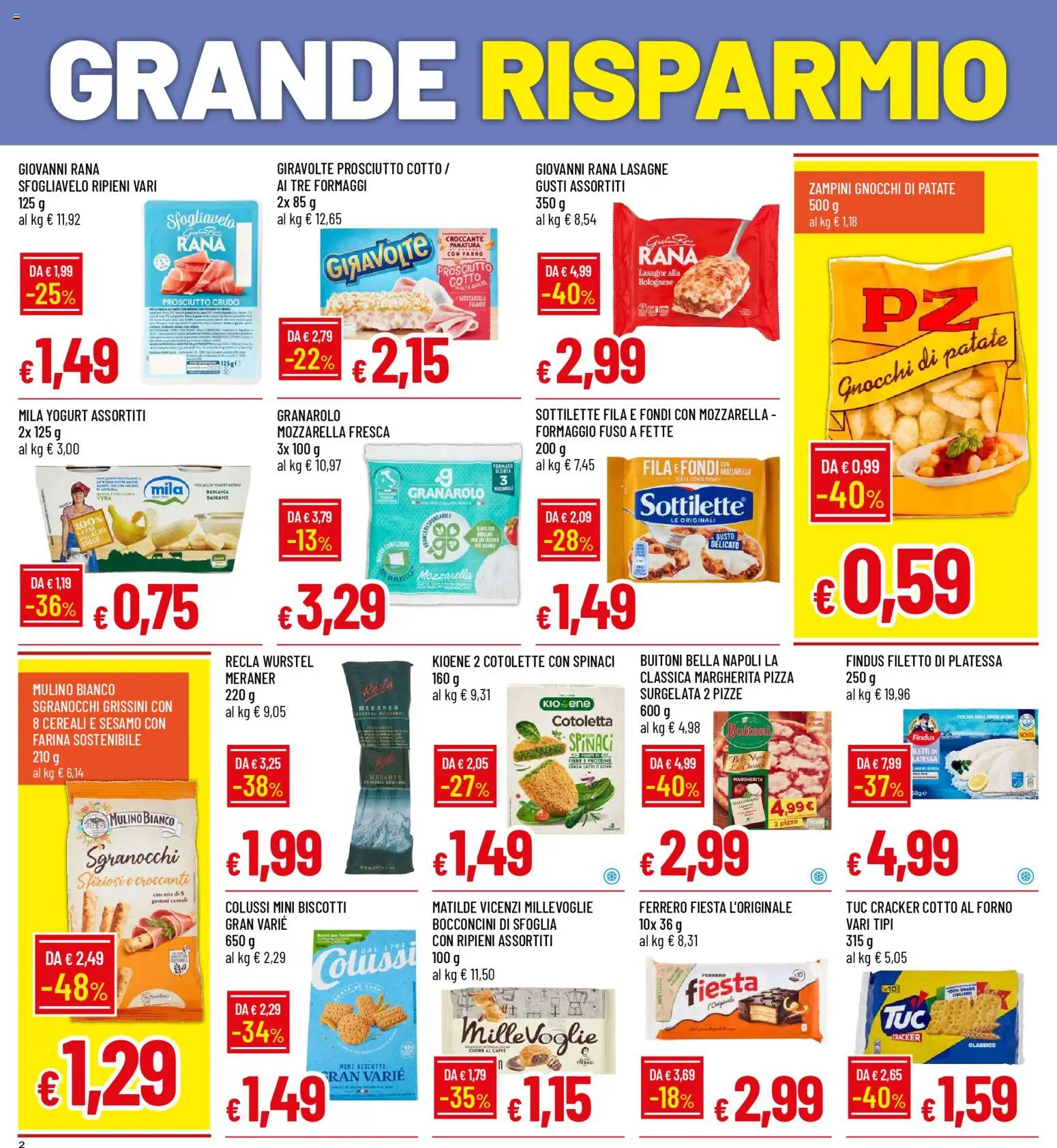 Volantino Galassia del 12.02.2026 | Pagina: 2 | Prodotti: Yogurt, Biscotti, Mozzarella, Spinaci