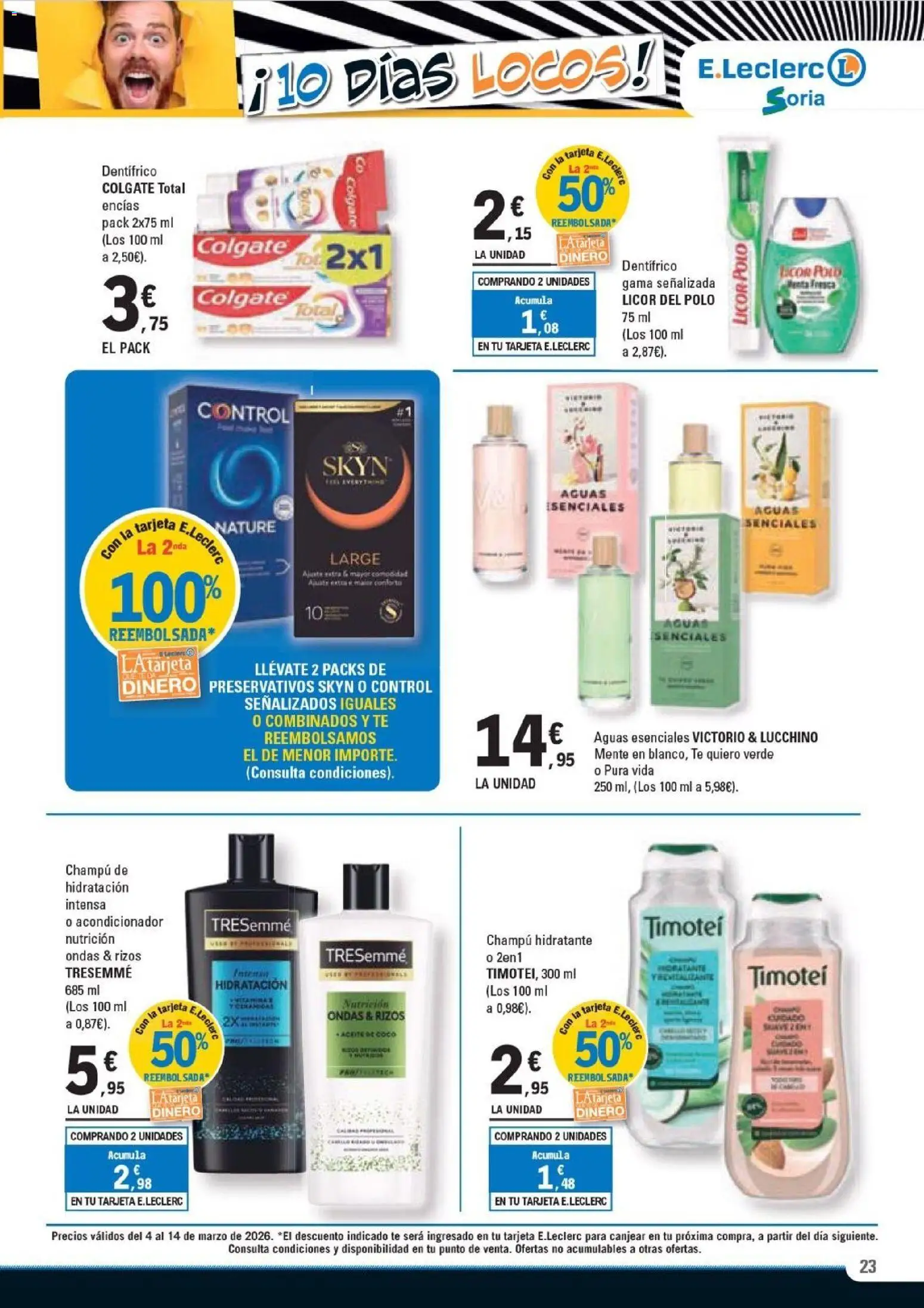 E.Leclerc Soria │ válido desde el 04.03.2026 | Página: 23 | Productos: Champú, Acondicionador, Licor, Té