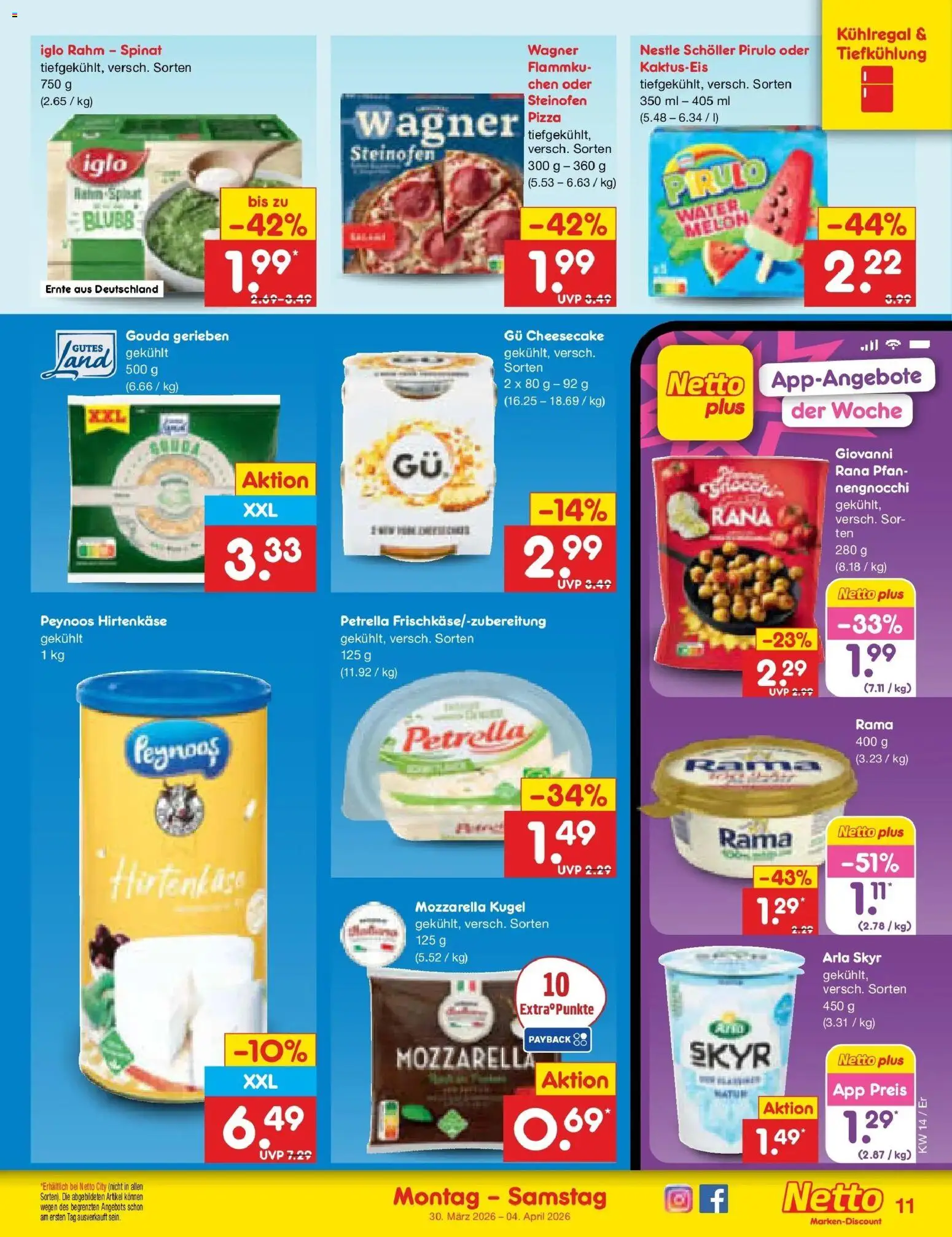 Netto Marken-Discount Prospekt Jena-Lobeda	 – gültig ab 30.03.2026 | Seite: 11 | Produkte: Rama, Gouda, Iglo, Skyr