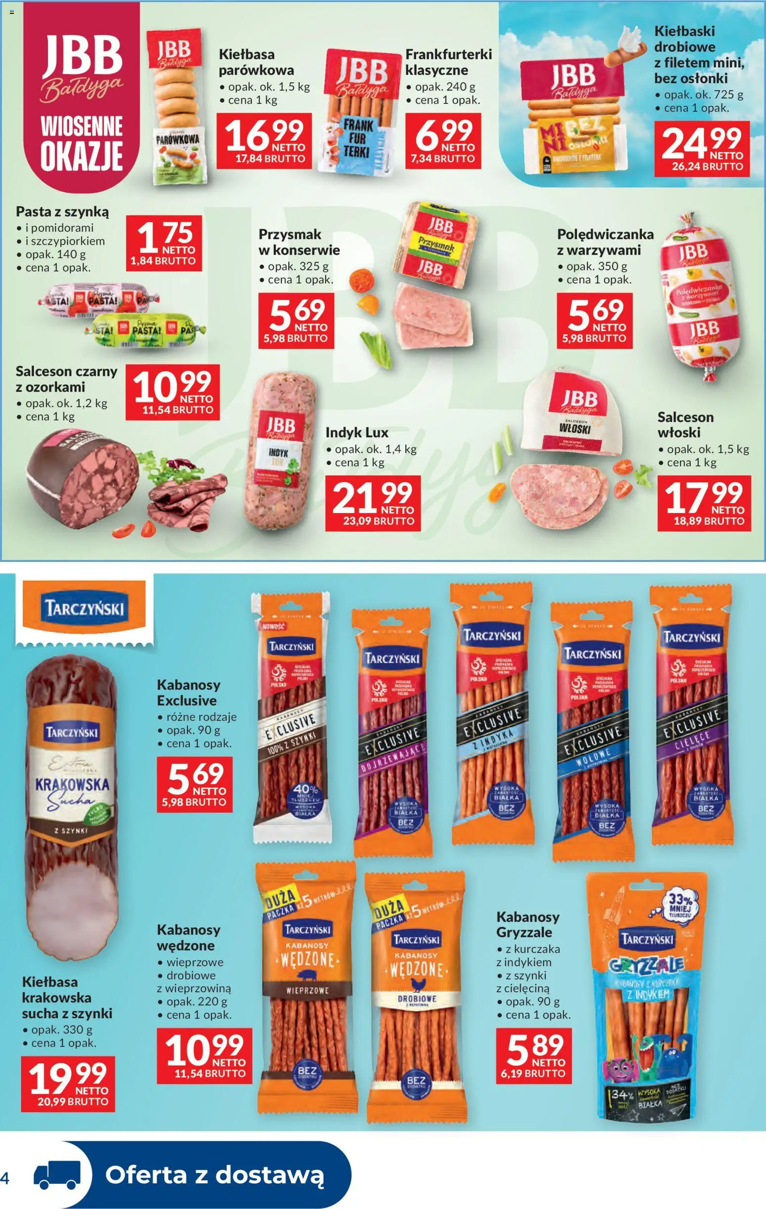 Makro gazetka - Dystrybucja do sklepów od 07.04.2026 | Strona: 4 | Produkty: Kiełbasa, Frankfurterki, Szynka, Wieprzowina