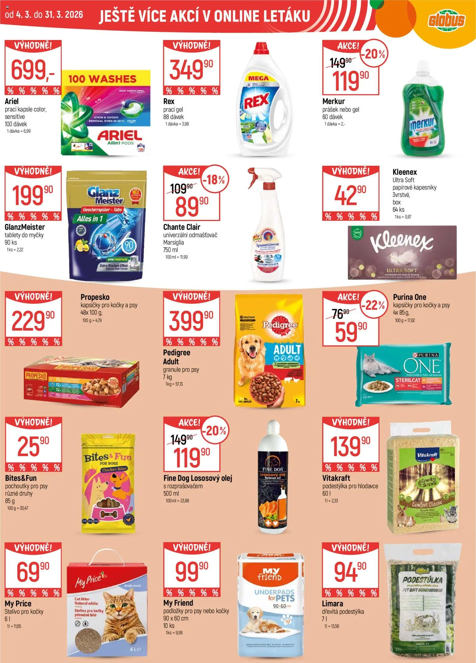 Globus leták - Opava od 18.03.2026 | Strana: 42 | Produkty: Prací gel, Purina, Propesko granule, Odmašťovač