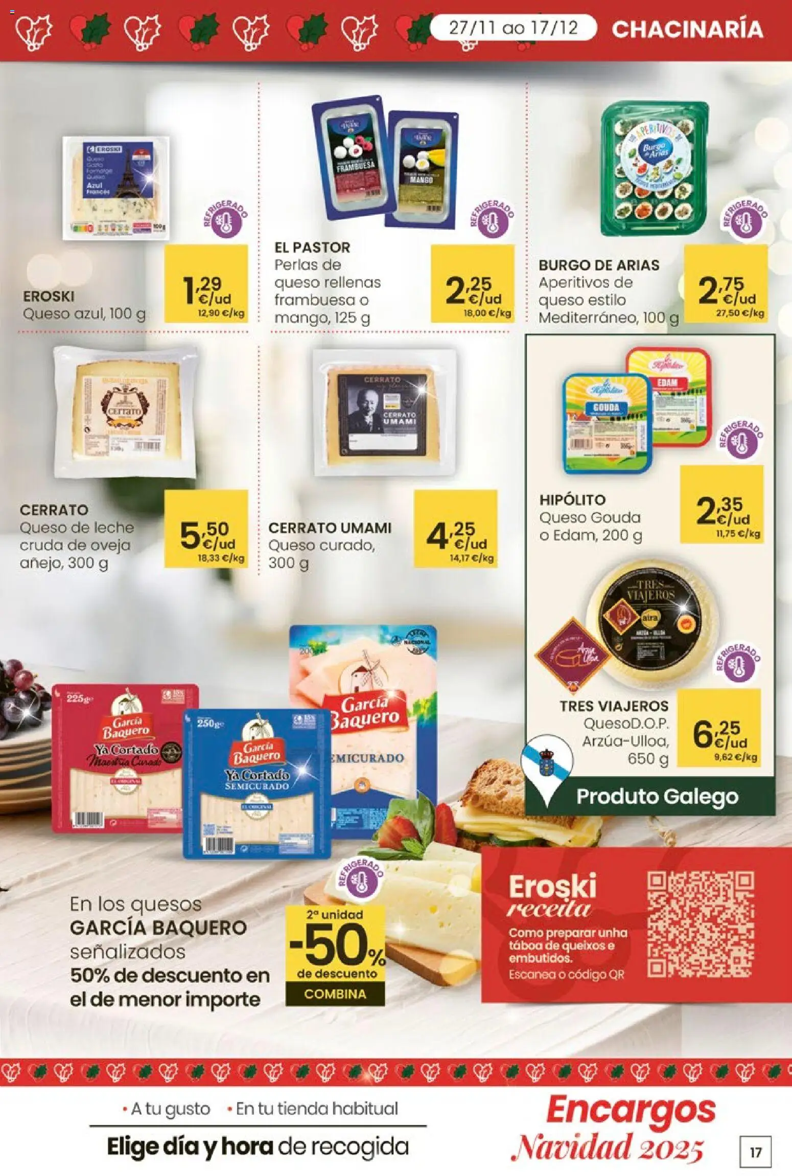 Eroski - Center │ válido desde el 27.11.2025 | Página: 17 | Productos: Queso, Νυχτικό, Ρούτερ, Queso Gouda